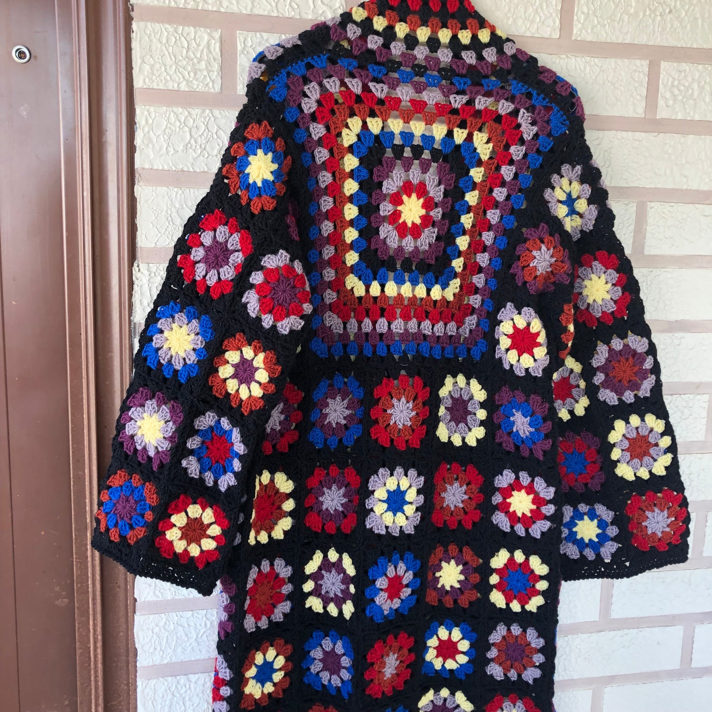 Boho Granny Square Cardigan | Long Multicolor Wool Knit for Women by Garust