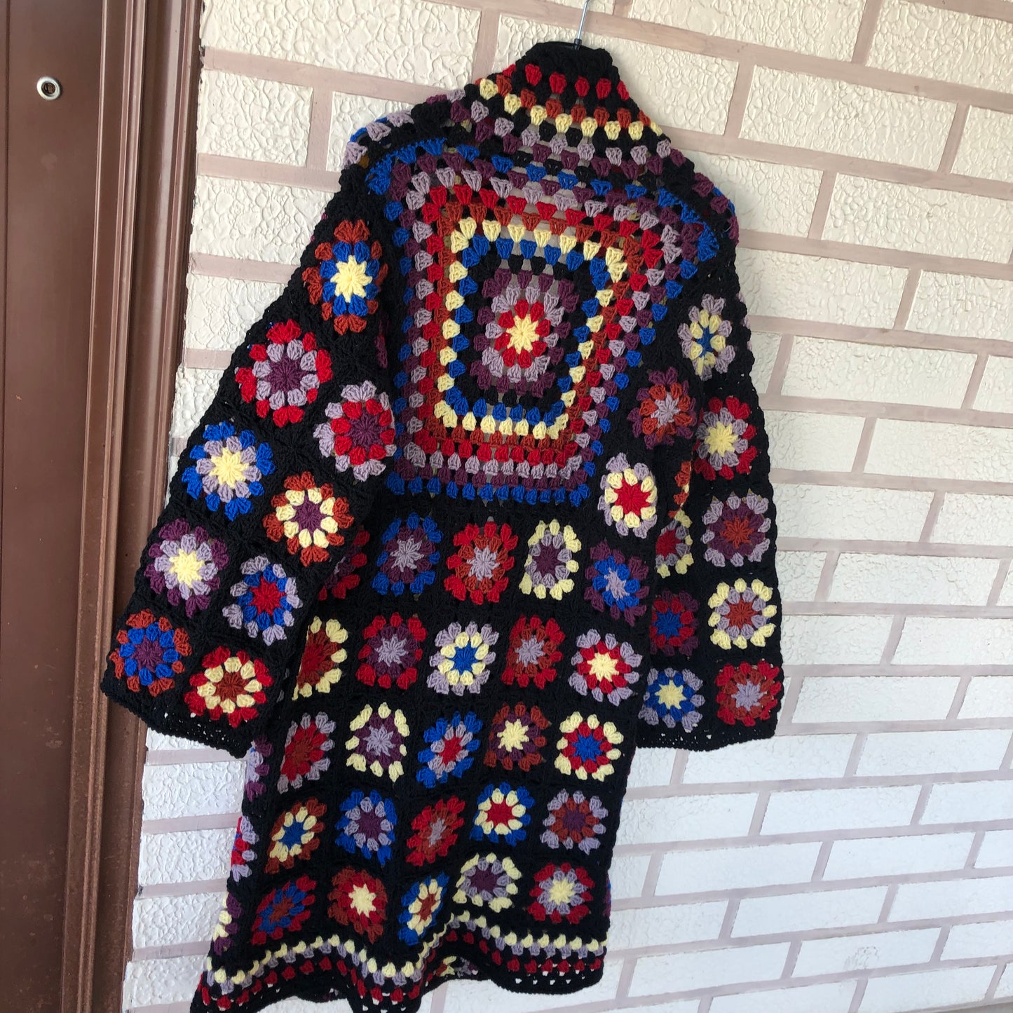 Boho Granny Square Cardigan | Long Multicolor Wool Knit for Women by Garust