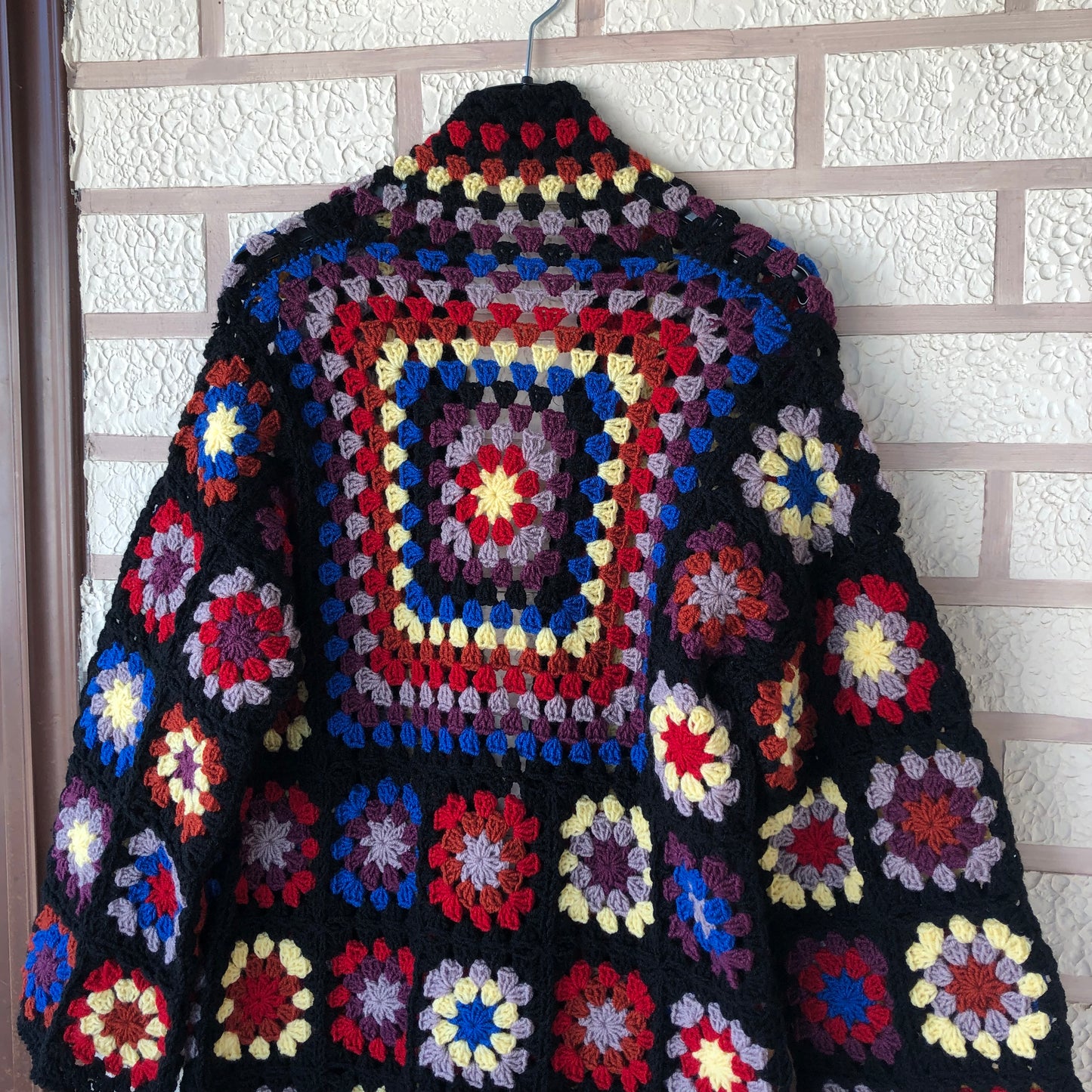 Boho Granny Square Cardigan | Long Multicolor Wool Knit for Women by Garust