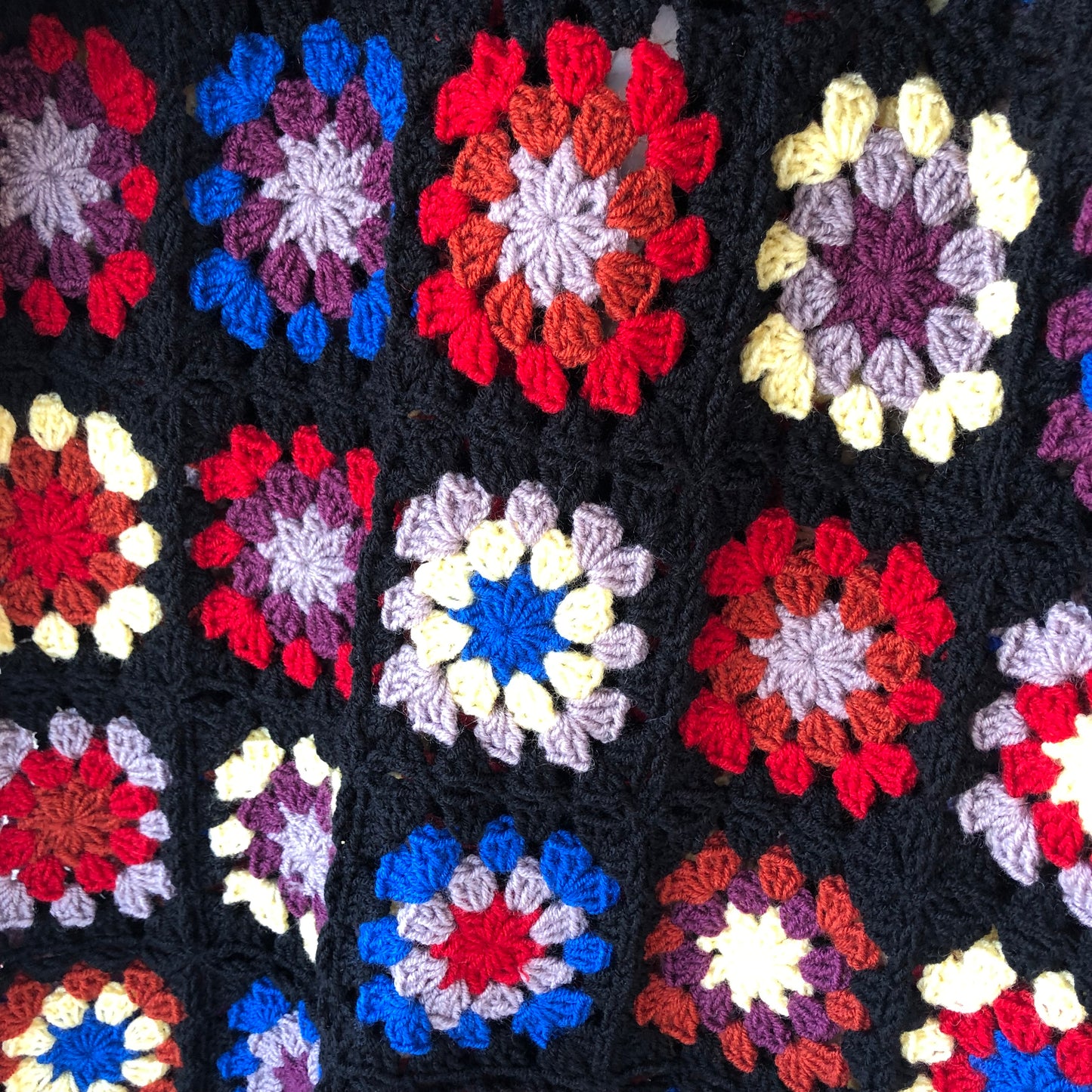 Boho Granny Square Cardigan | Long Multicolor Wool Knit for Women by Garust