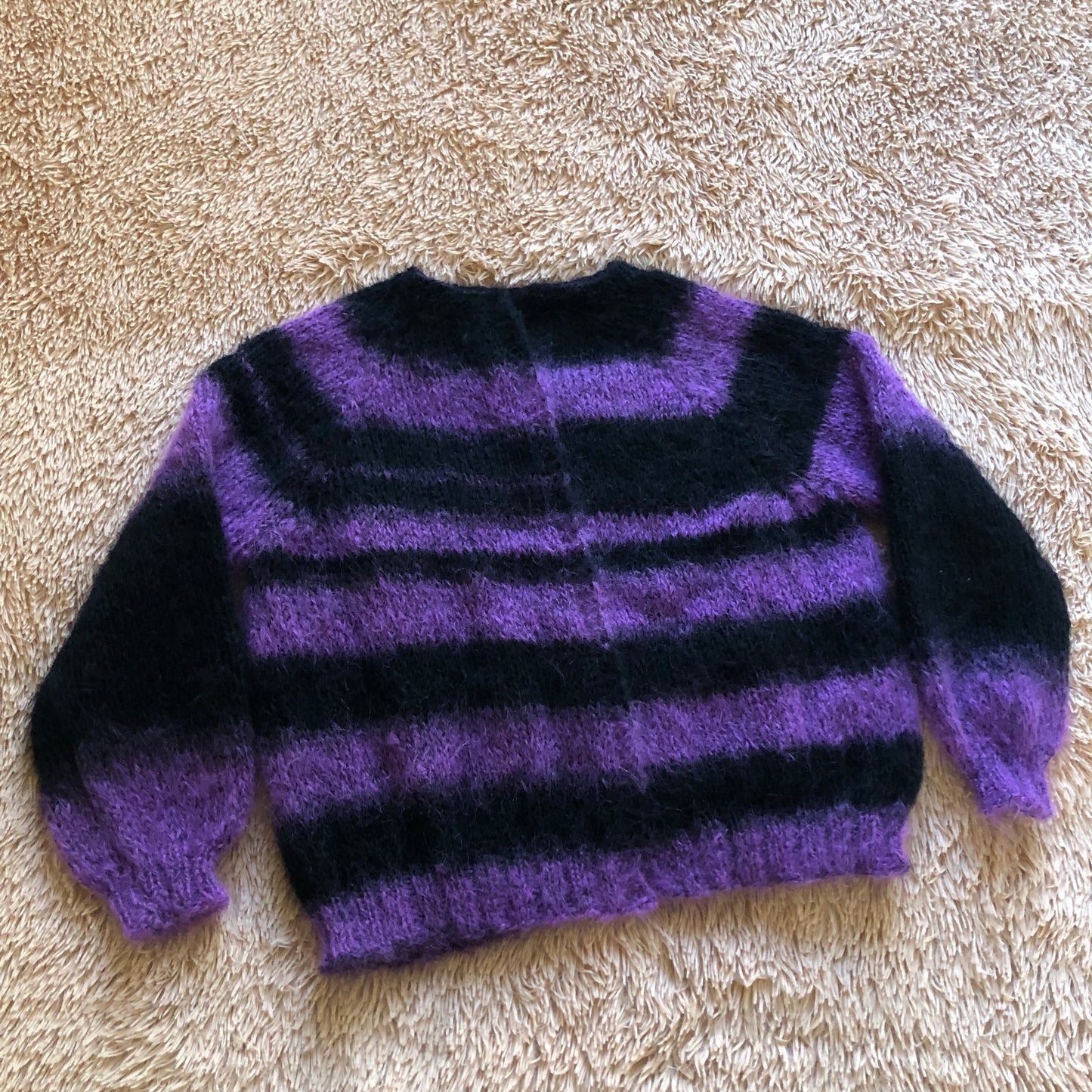 Fuzzy Mohair Crop Cardigan | Purple & Black Knit Sweater for Women by Garust