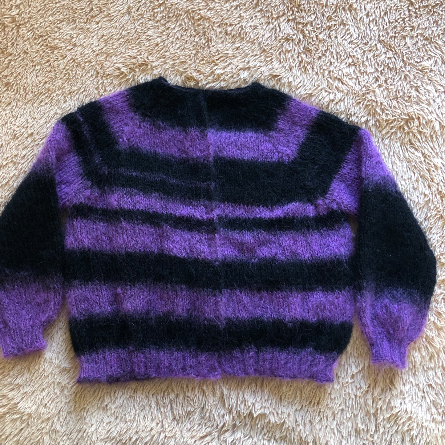 Fuzzy Mohair Crop Cardigan | Purple & Black Knit Sweater for Women by Garust