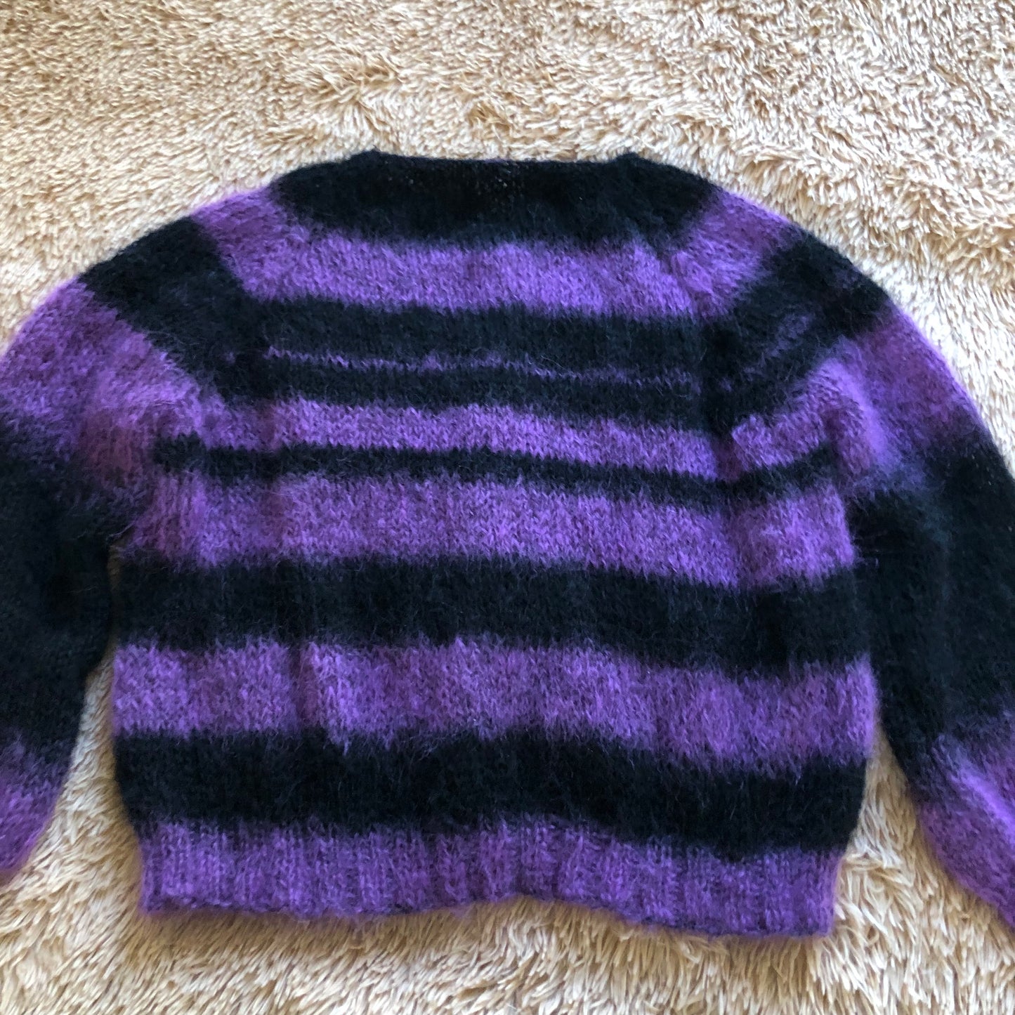 Fuzzy Mohair Crop Cardigan | Purple & Black Knit Sweater for Women by Garust