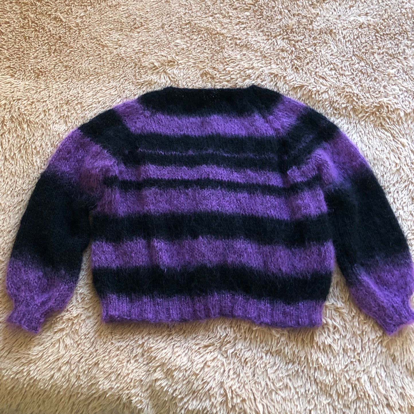 Fuzzy Mohair Crop Cardigan | Purple & Black Knit Sweater for Women by Garust