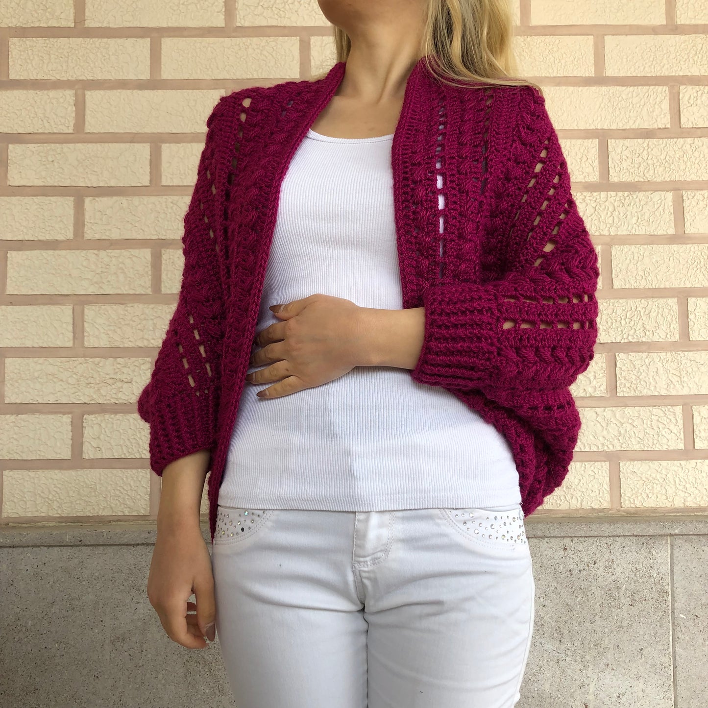 Cocoon Cardigan Crochet | Wool Shrug Women’s | Bolero Jacket by Garust