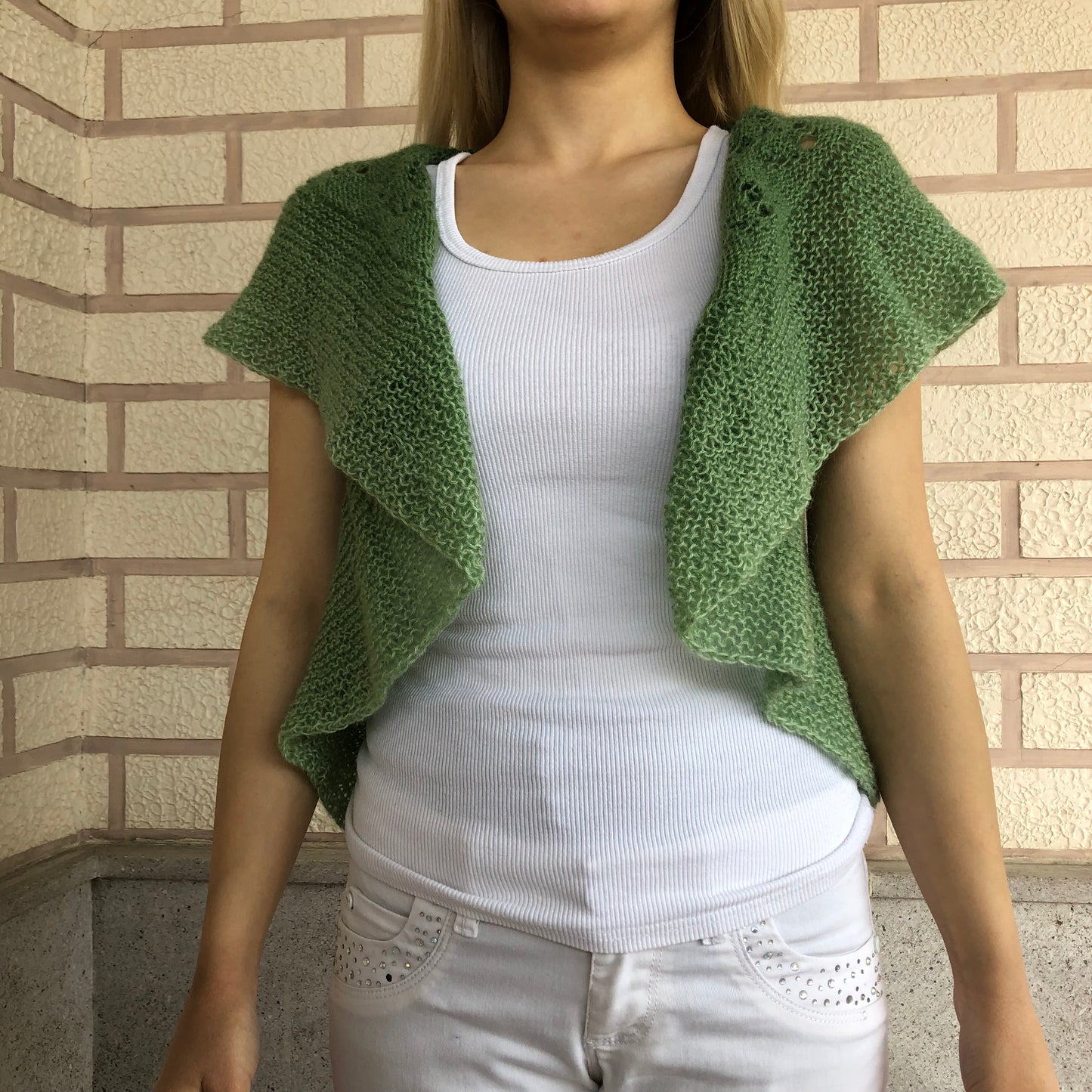Mohair Ombre Circle Vest | Airy Lightweight Sleeveless Bolero Vest by Garust