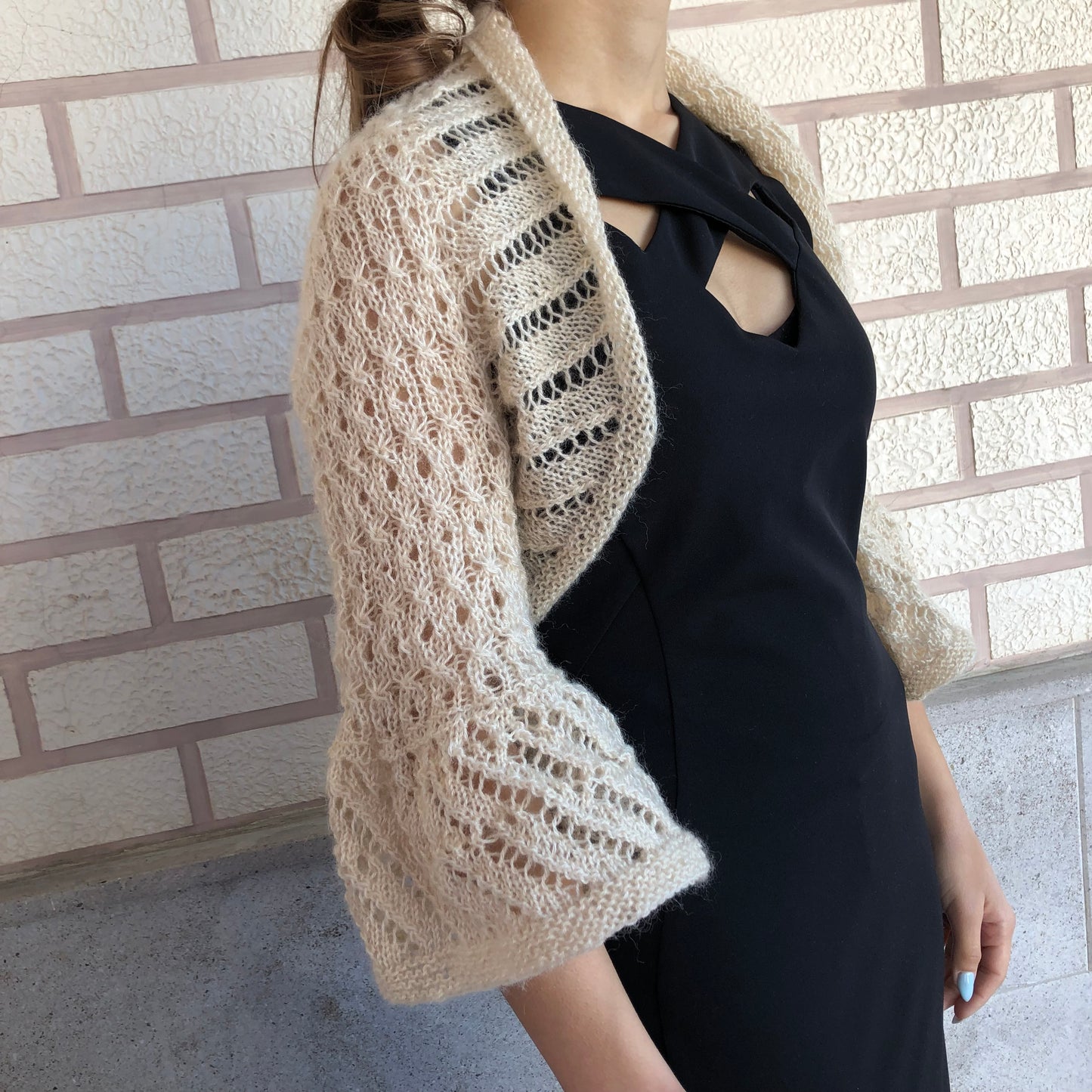 Mohair Shrug Flared Sleeves | Airy Lightweight Bolero Dress Cover by Garust