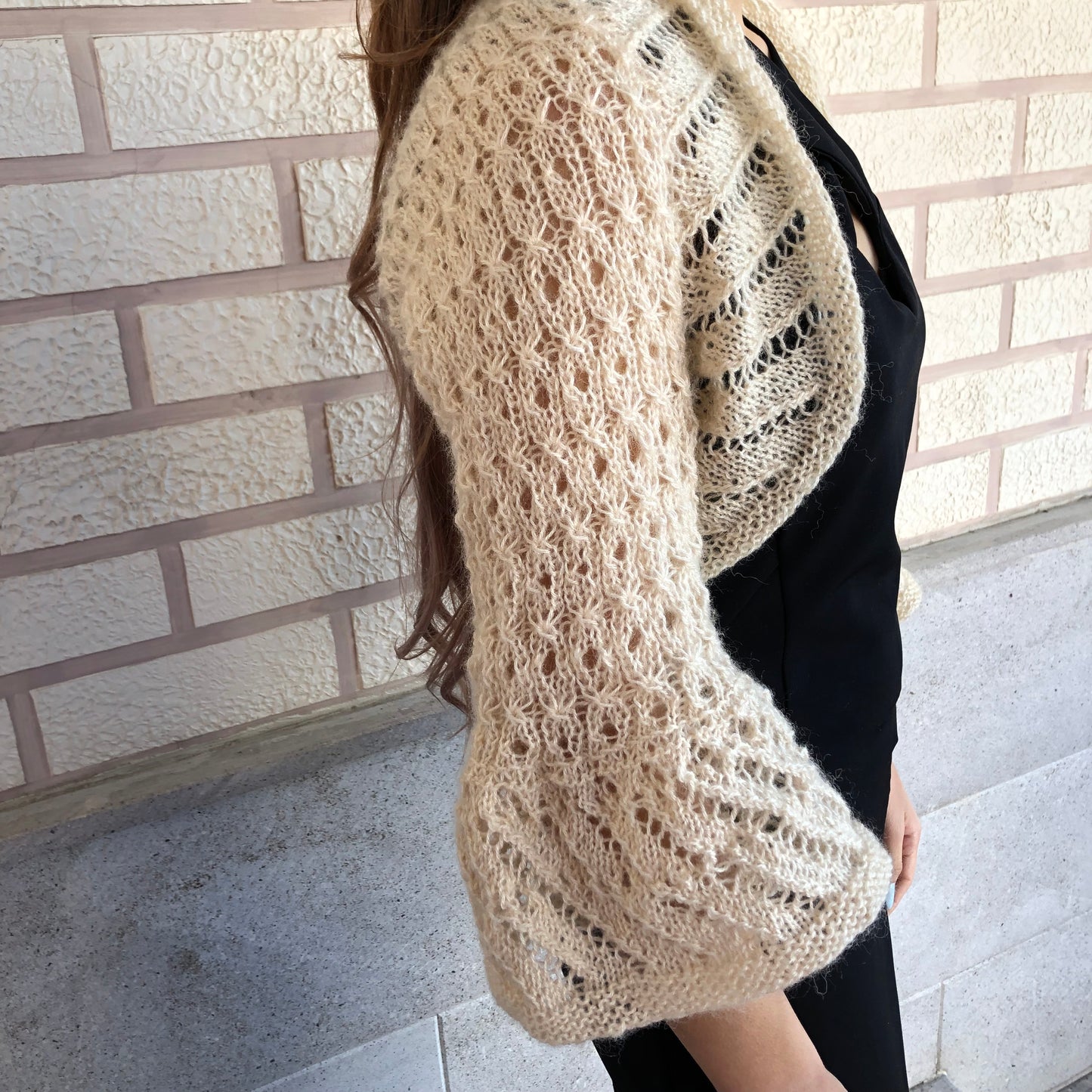 Mohair Shrug Flared Sleeves | Airy Lightweight Bolero Dress Cover by Garust
