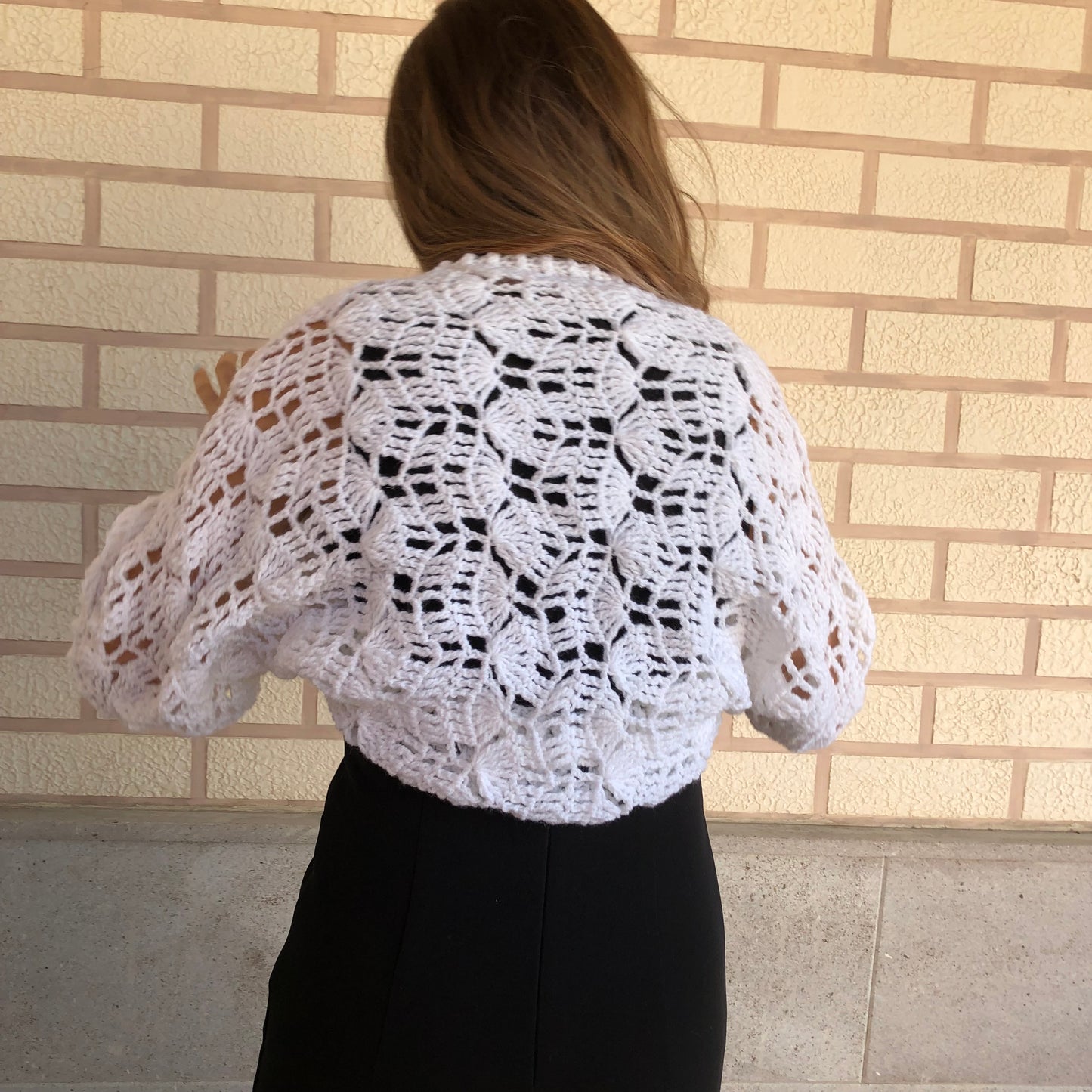 White Wedding Shrug | Bridal Dress Topper | Lace Crochet Bolero by Garust