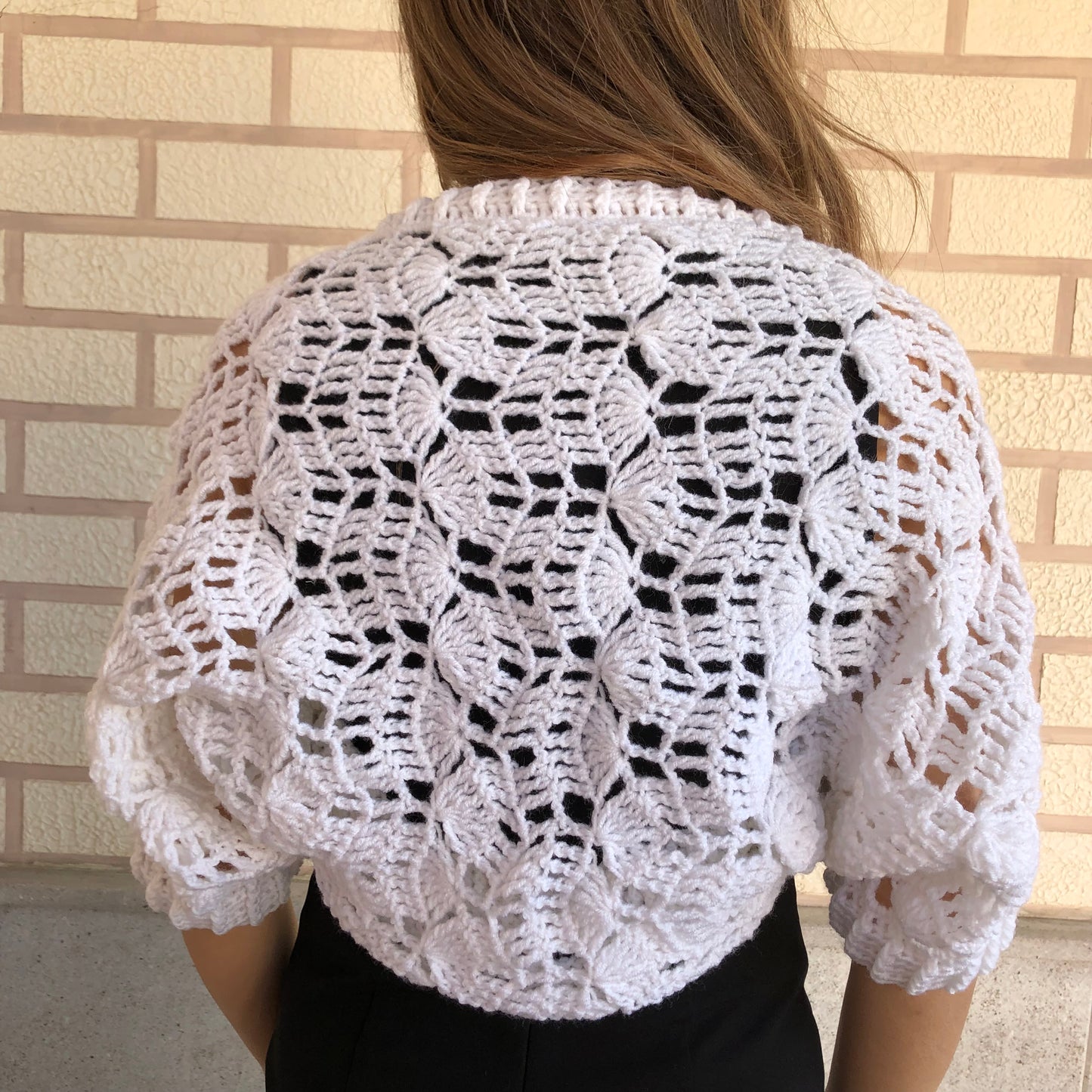 White Wedding Shrug | Bridal Dress Topper | Lace Crochet Bolero by Garust