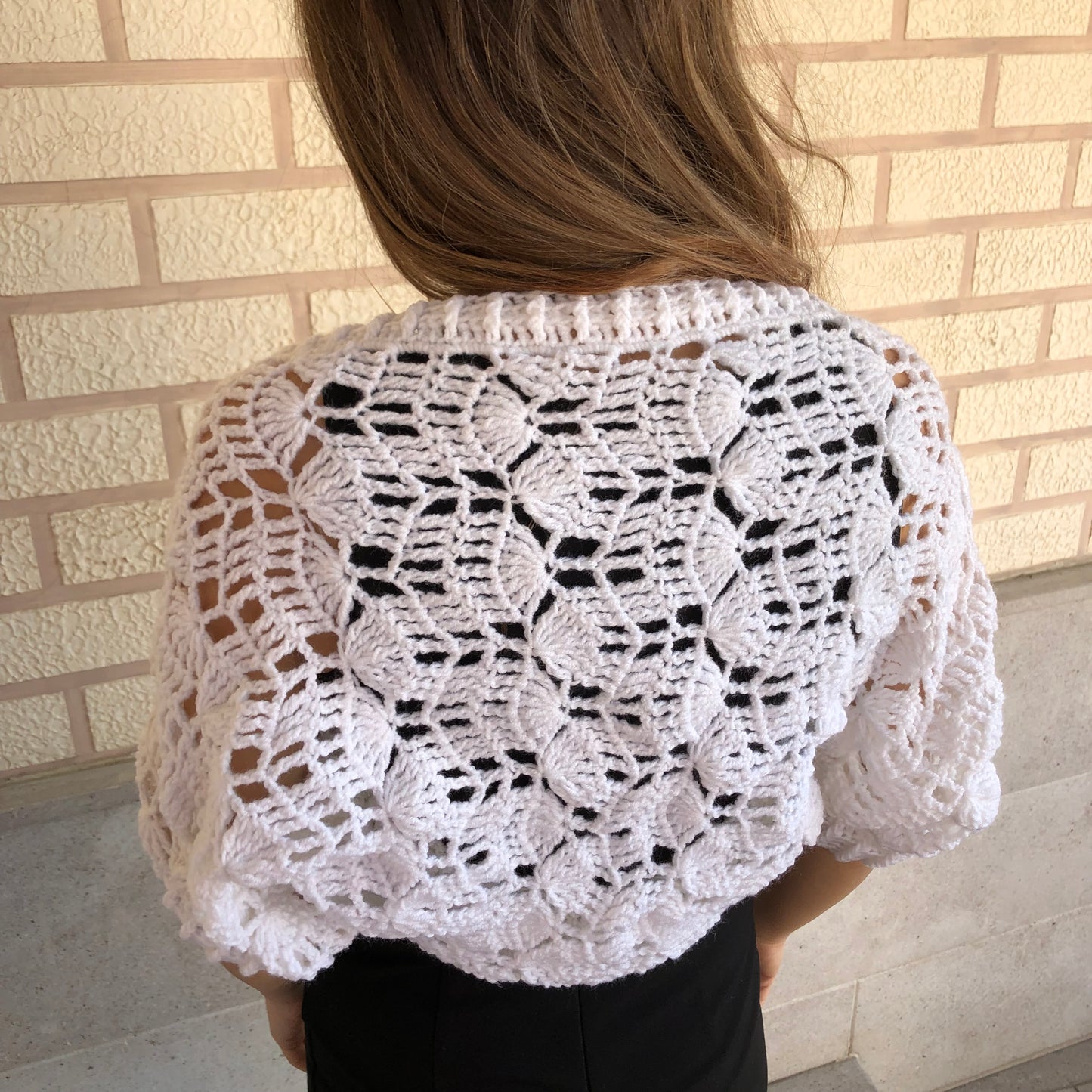 White Wedding Shrug | Bridal Dress Topper | Lace Crochet Bolero by Garust