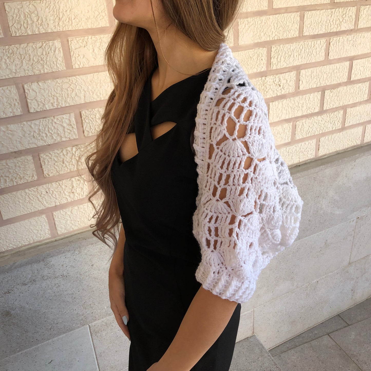 White Wedding Shrug | Bridal Dress Topper | Lace Crochet Bolero by Garust