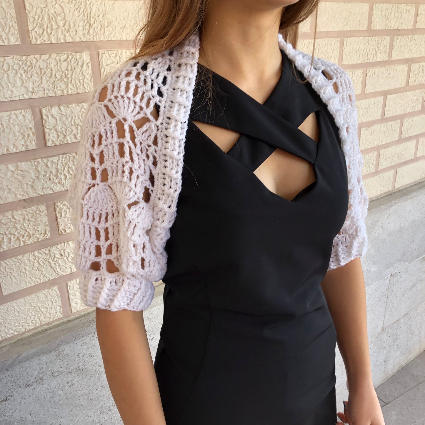White Wedding Shrug | Bridal Dress Topper | Lace Crochet Bolero by Garust
