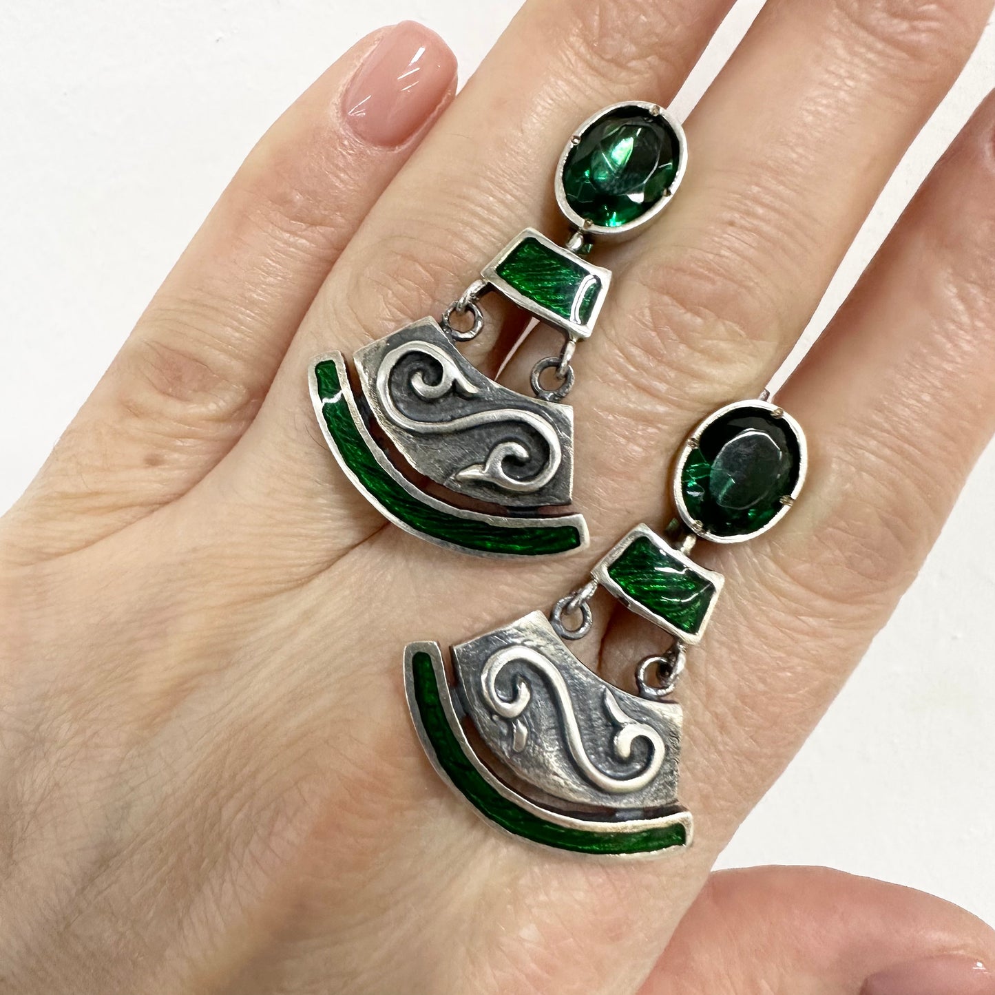 Sterling Silver Tribal Jewelry Earrings and Ring Set Handcrafted Big Boho Dangle Drop Earrings Large Silver Ring CZ Ethnic Gift for Women