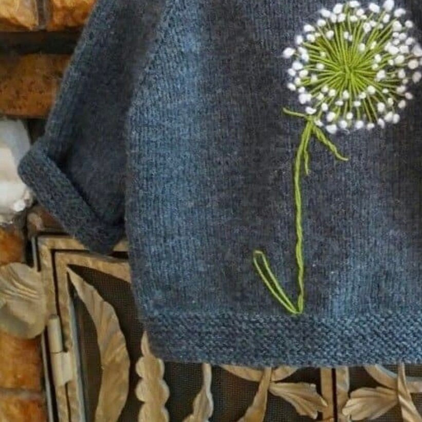Baby hand embroidered dandelion sweater Knitted baby girl pullover all sizes Cute baby clothing handmade photo prop Unique baby shower gift