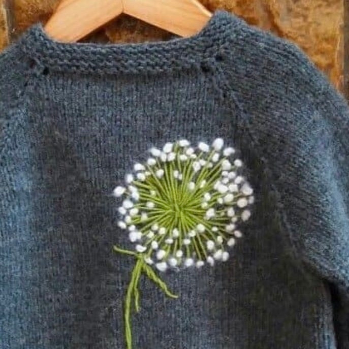 Baby hand embroidered dandelion sweater Knitted baby girl pullover all sizes Cute baby clothing handmade photo prop Unique baby shower gift