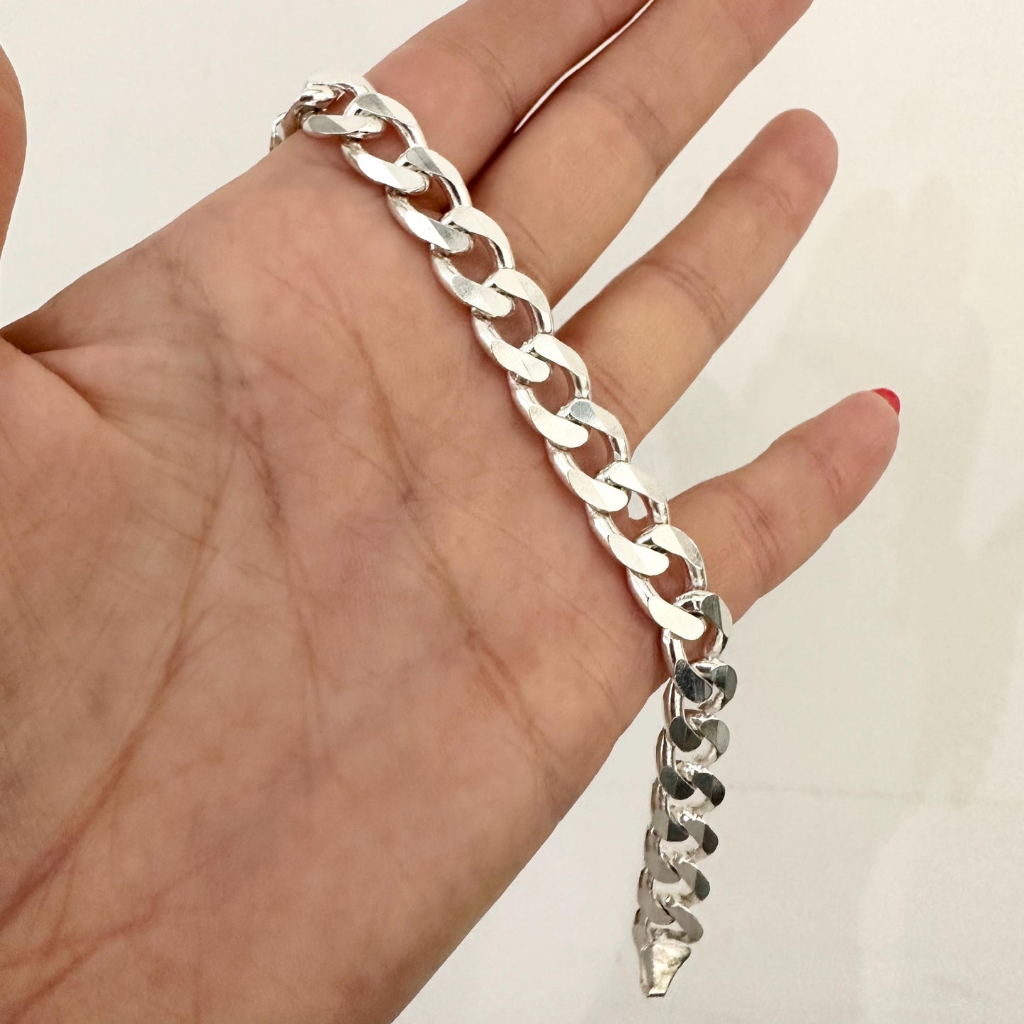 Mens Sterling Silver Cuban Chain Chunky Bracelet 10 mm Chain Link Bracelet Cool Man Jewelry Statement Brutalist Handmade Bracelet Gift Him