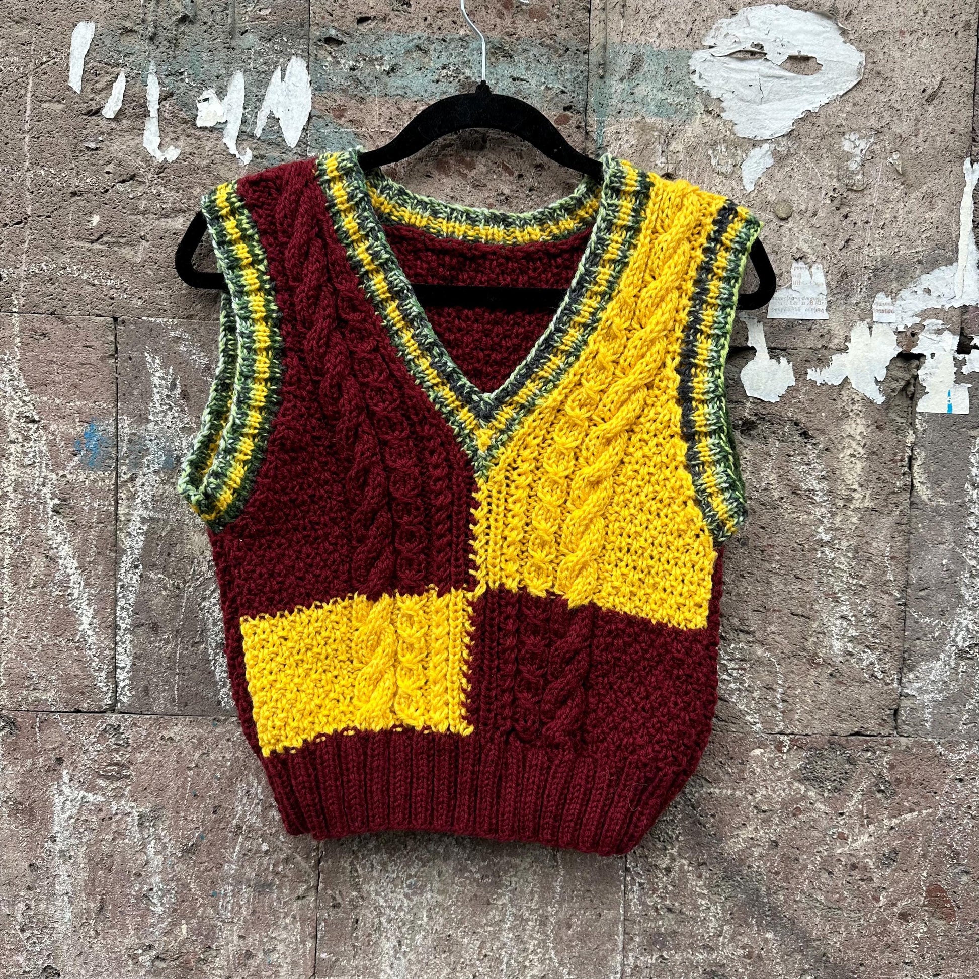 Chunky Knit Colour Block V Neck Sweater Vest for Women by Garust
