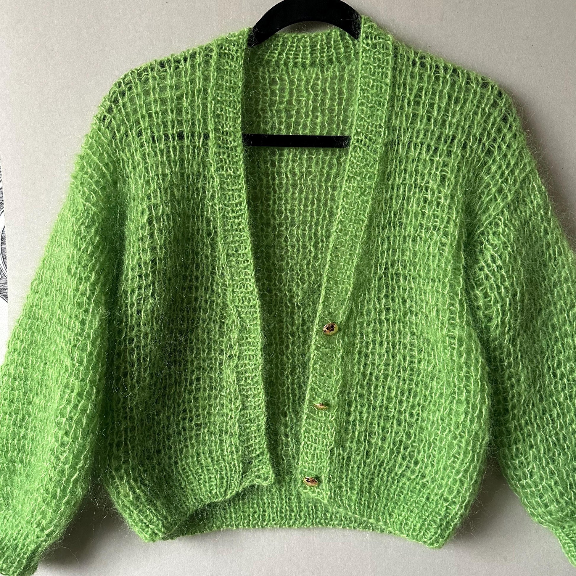 Fuzzy Mohair V neck Cropped Cardigan with Buttons by Garust