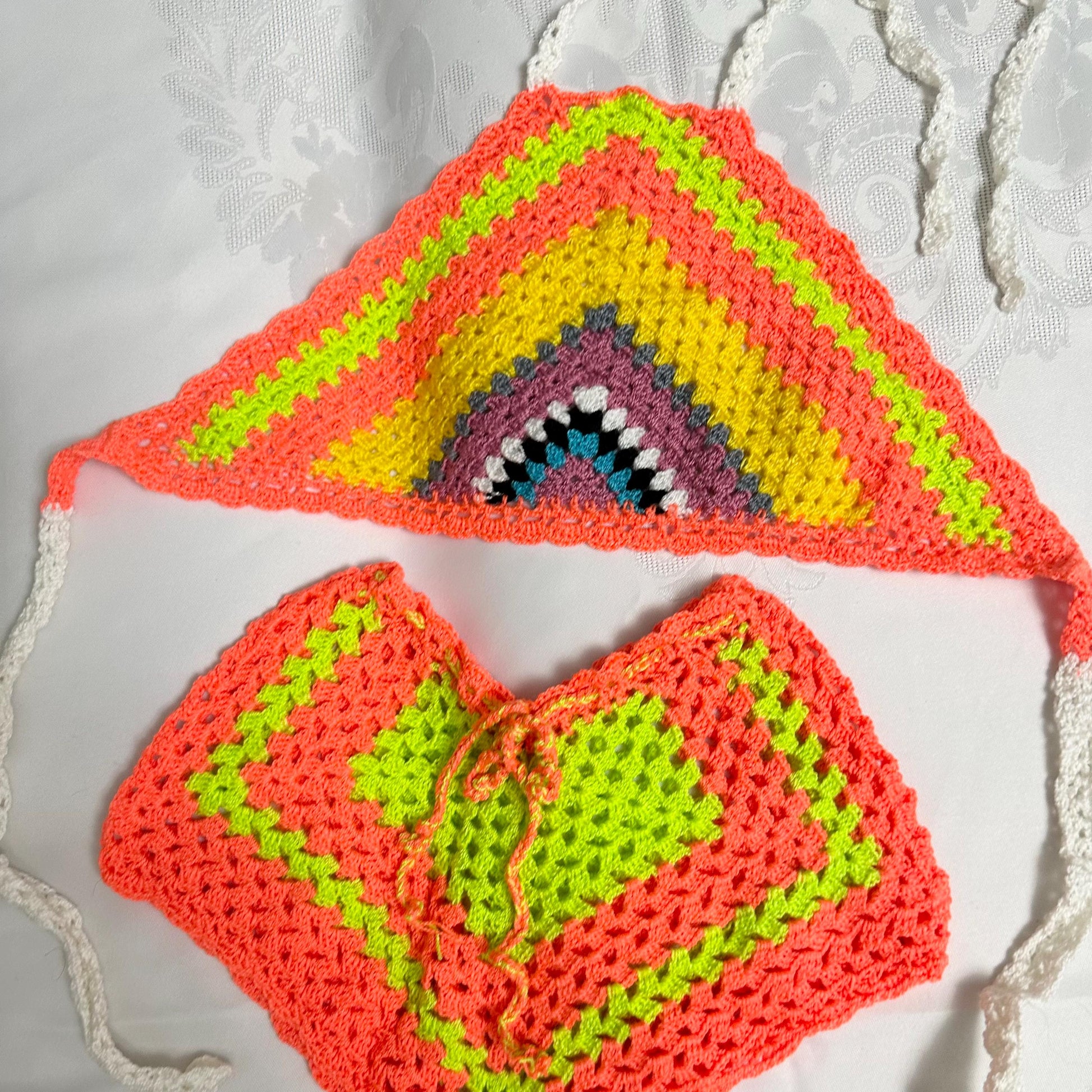 Crochet Two Piece Set Outfit Women Festival Clothing by Garust