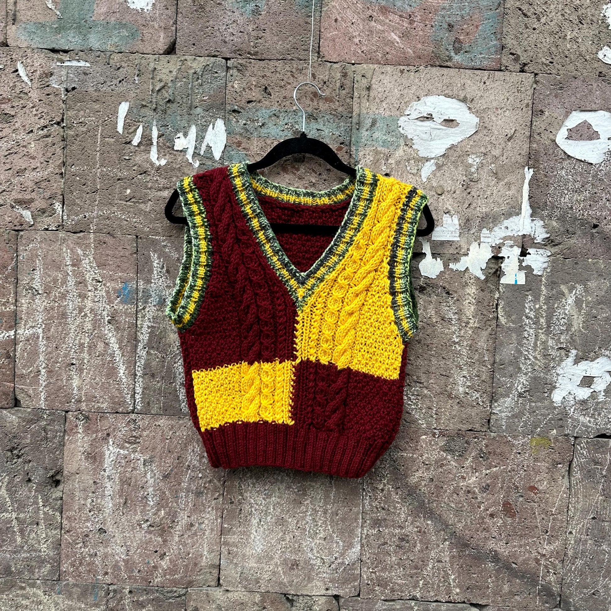Wool Chunky Cable Knit V Neck Sweater Vest for Women by Garust