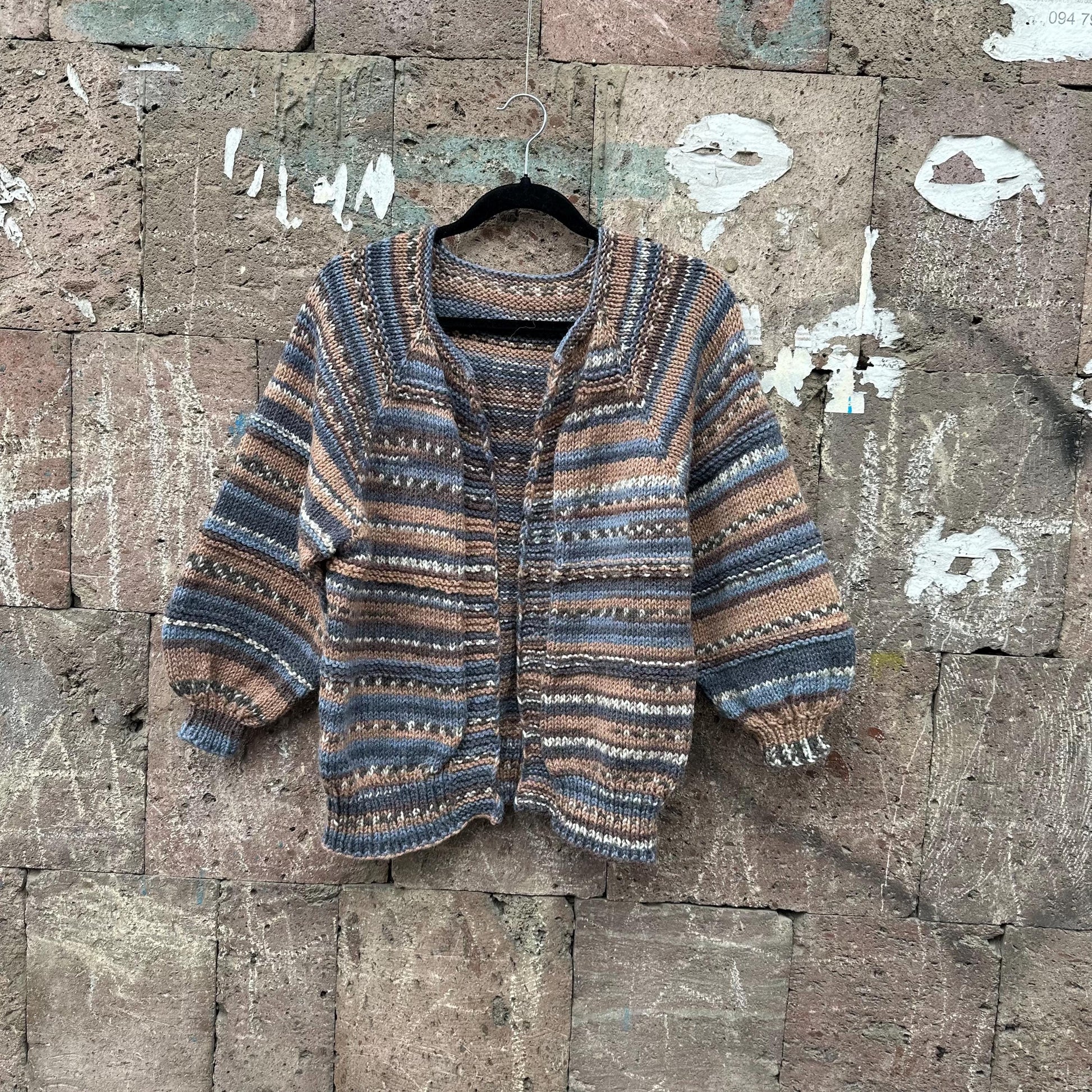 Boho Multicolour Chunky Knit Open Front Wool Cardigan for Women’s by Garust