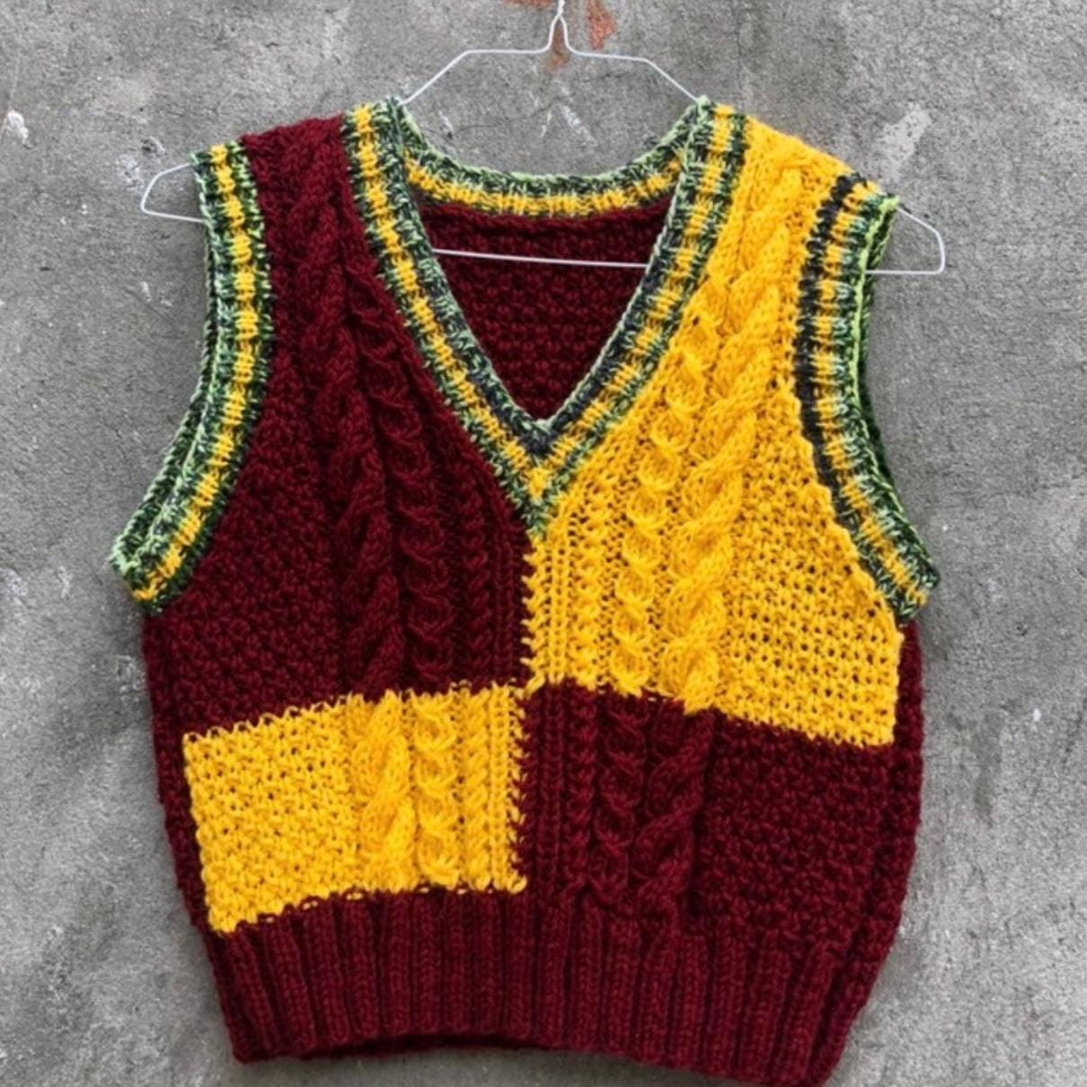 Chunky Knit Colour Block V Neck Sweater Vest for Women by Garust