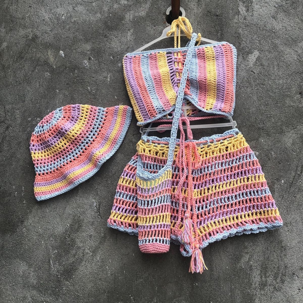 Festival Crochet Set Outfit Women 4 pcs by Garust
