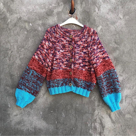 Multicolour Crop Cardigan Wool Knit Buttoned for Women’s by Garust