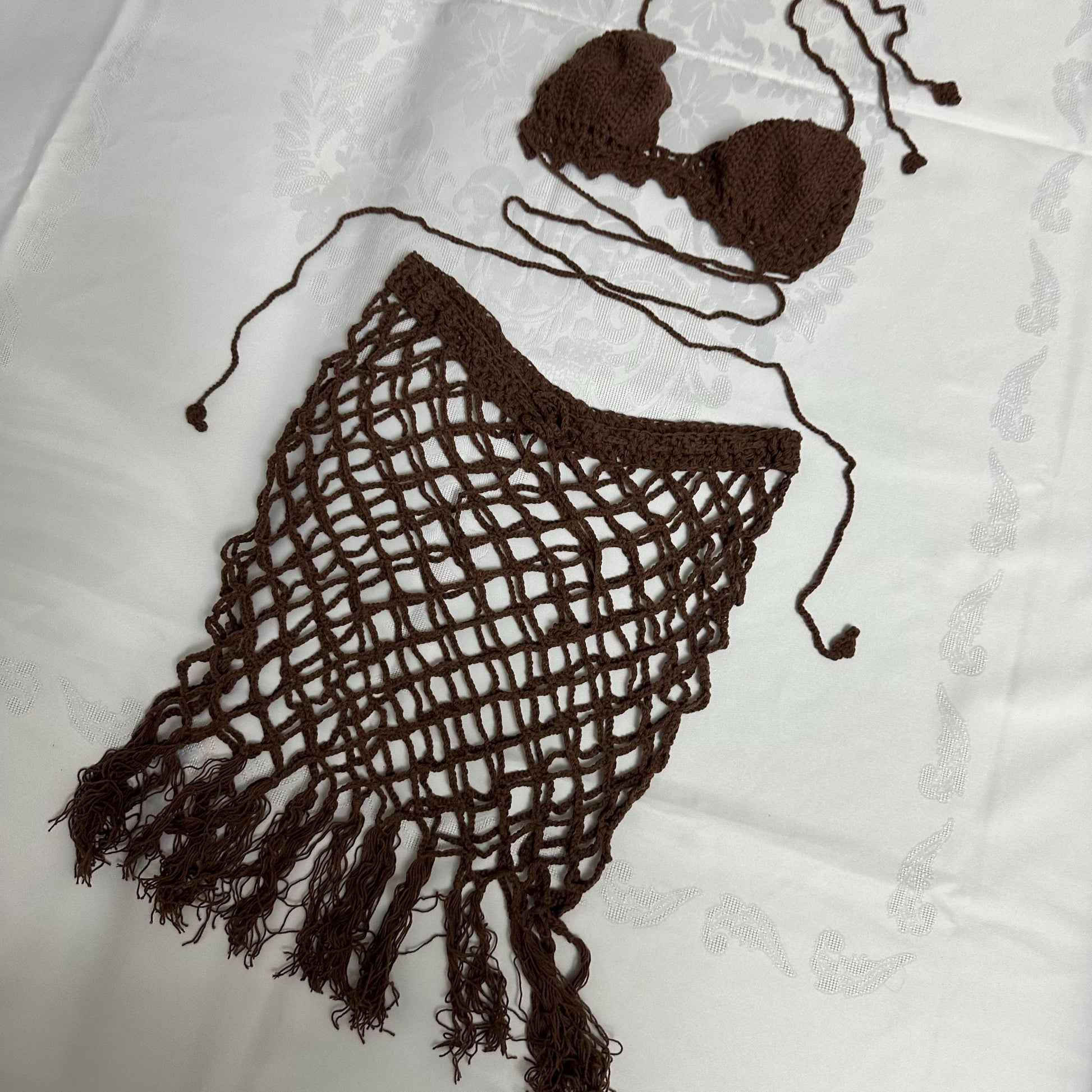 Festival Crochet Two Piece Beach Cover Up Summer Outfit by Garust