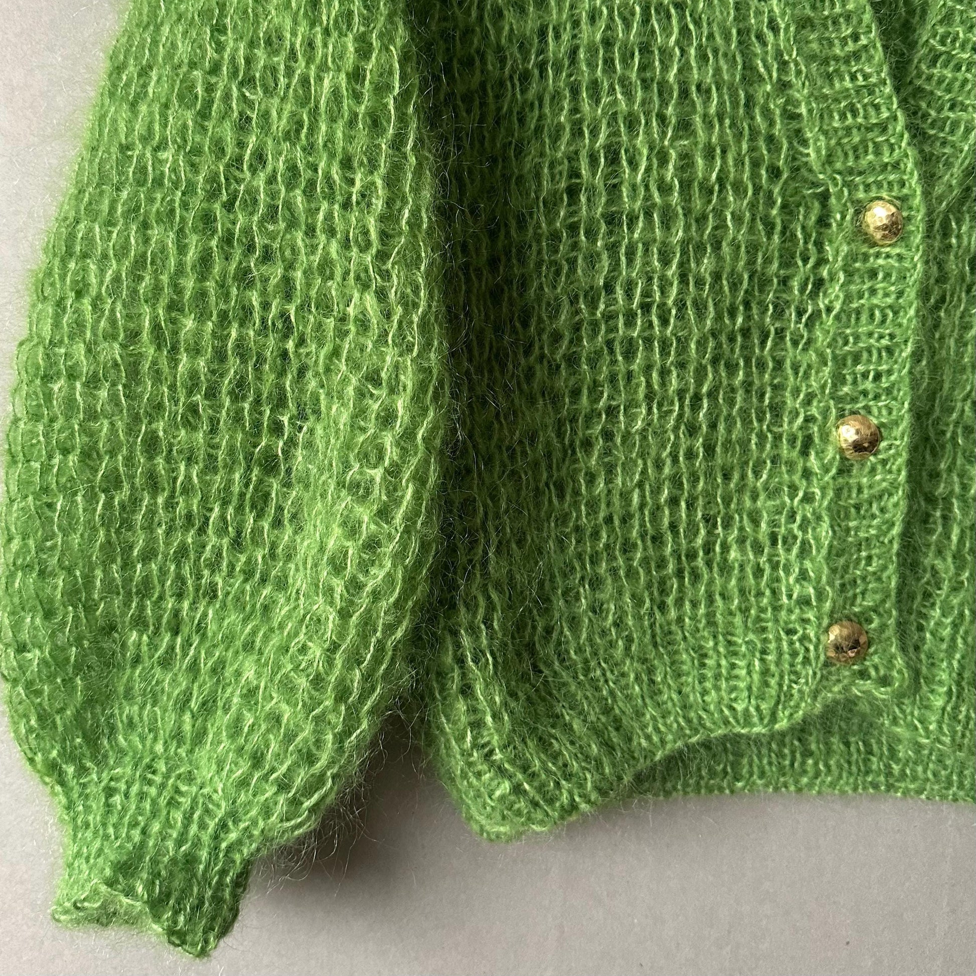 Fuzzy Mohair V neck Ribbed Cardigan with Buttons by Garust