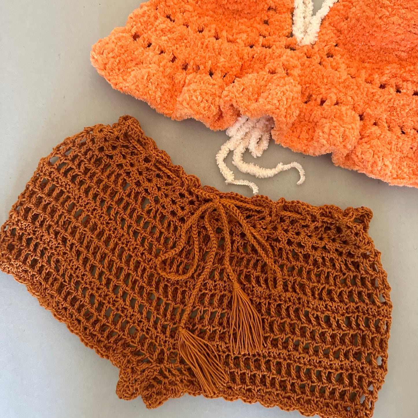 Festival Crochet Outfit Set Plushie Crop Top Mesh shorts for Women’s by Garust