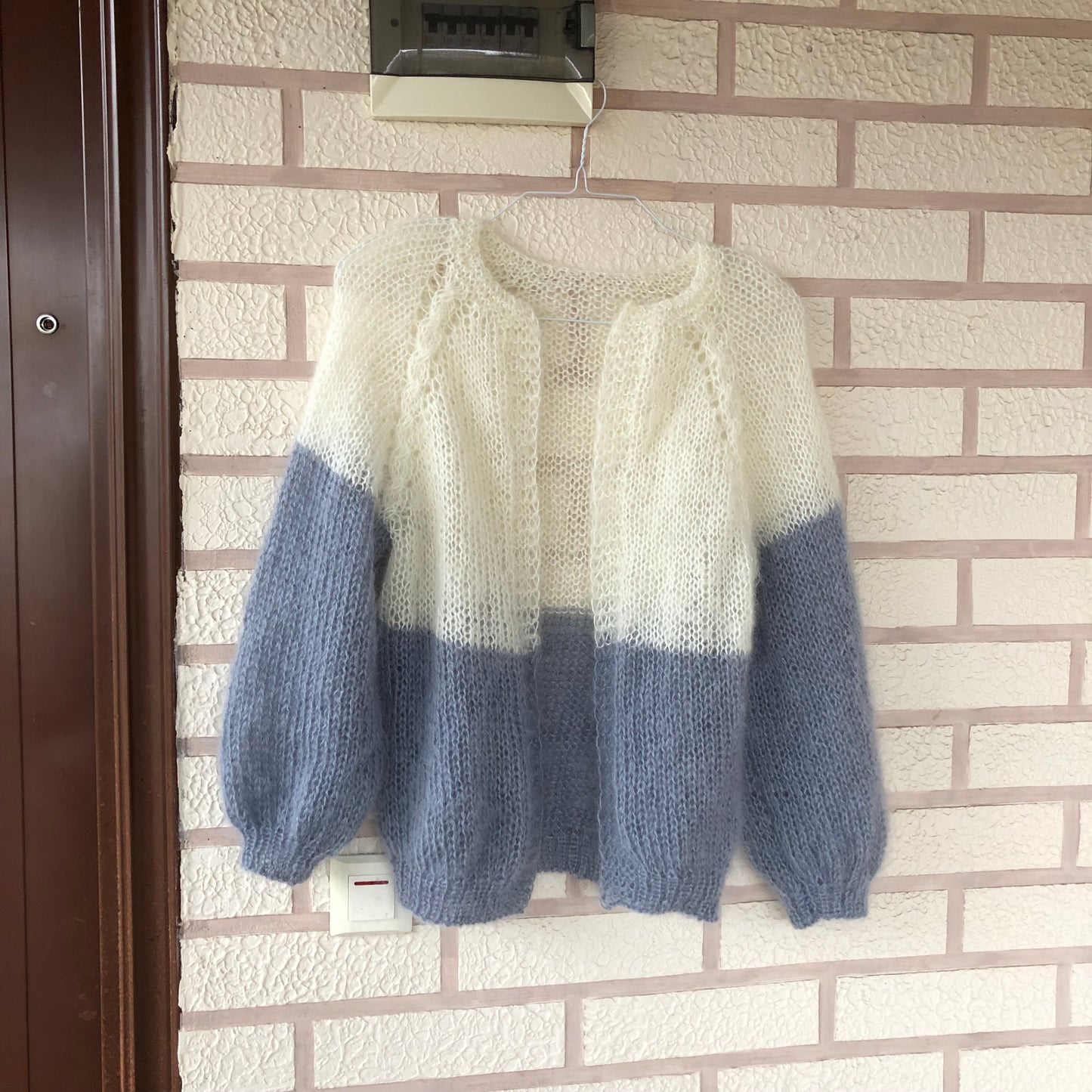 Mohair Colour Block Cardigan | Fuzzy Mohair Cardigan Open Front | Cable Knit Airy Bomber Jacket by Garust