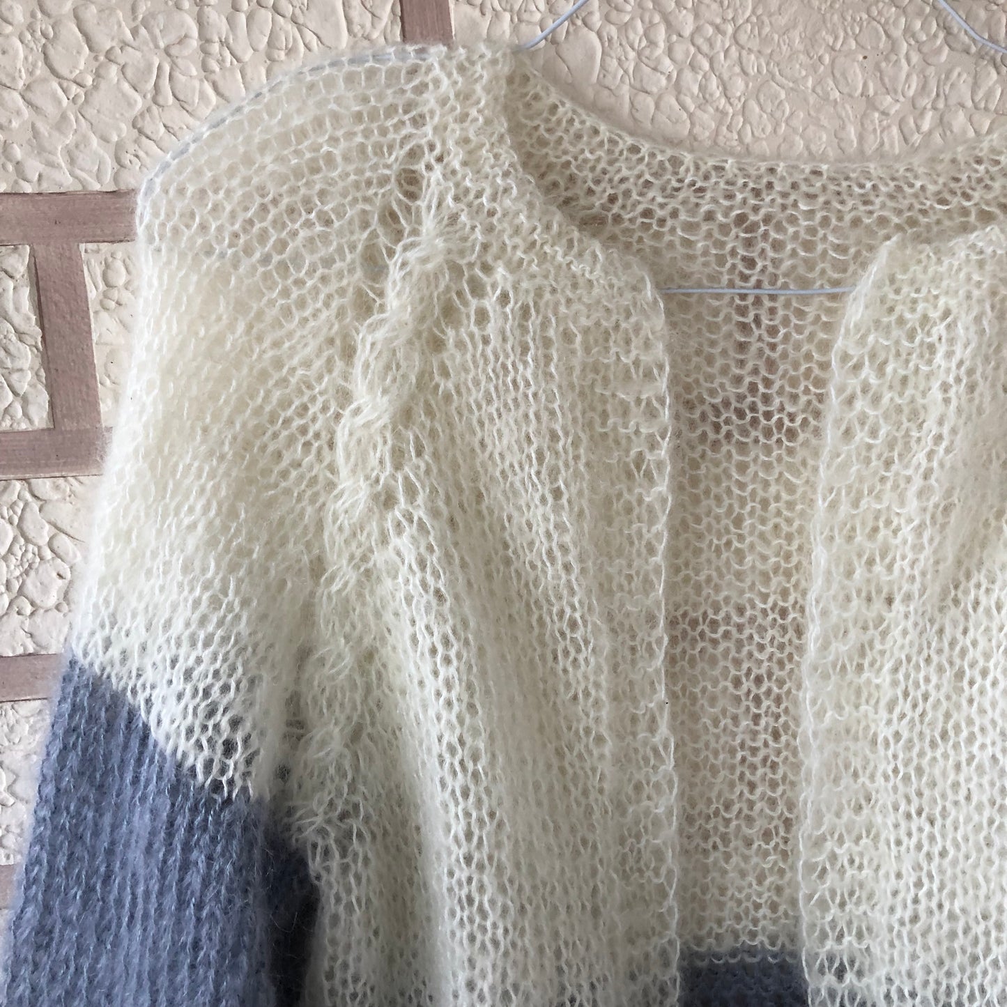 Mohair Colour Block Cardigan | Fuzzy Mohair Cardigan Open Front | Cable Knit Airy Bomber Jacket by Garust