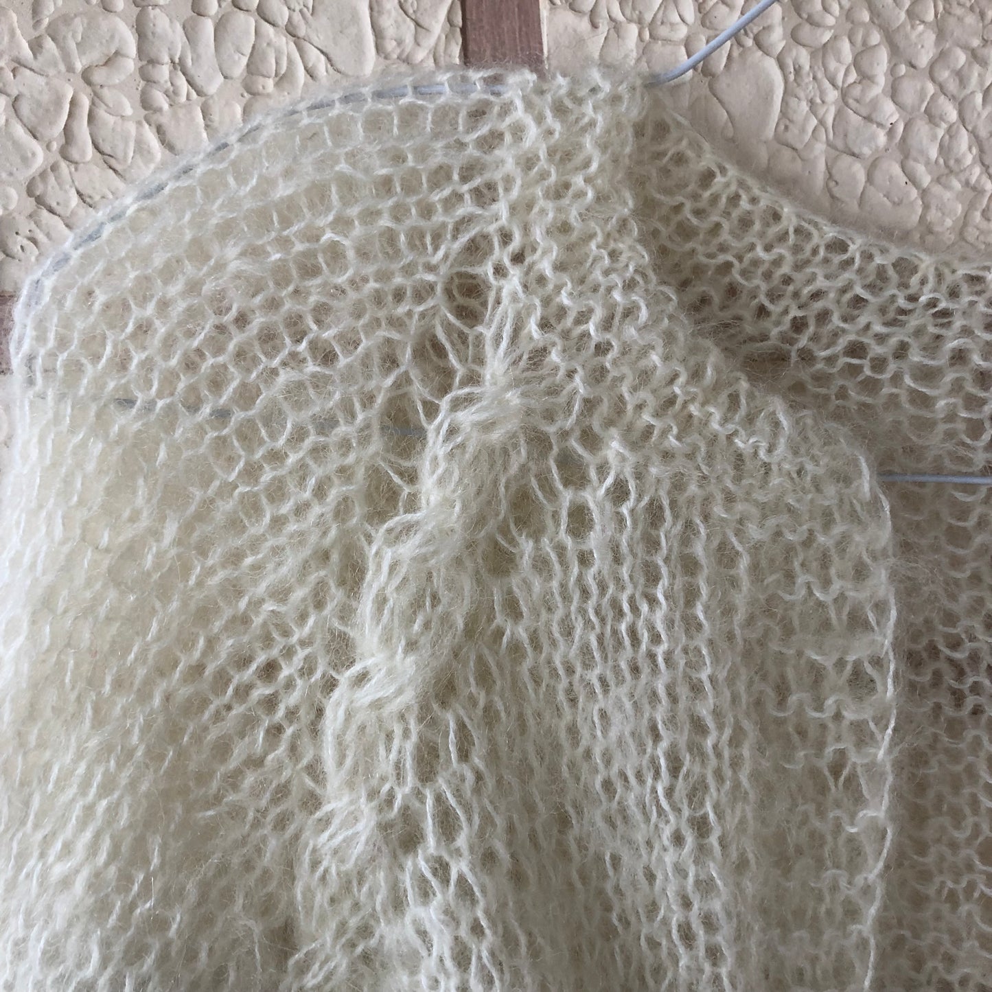 Mohair Colour Block Cardigan | Fuzzy Mohair Cardigan Open Front | Cable Knit Airy Bomber Jacket by Garust