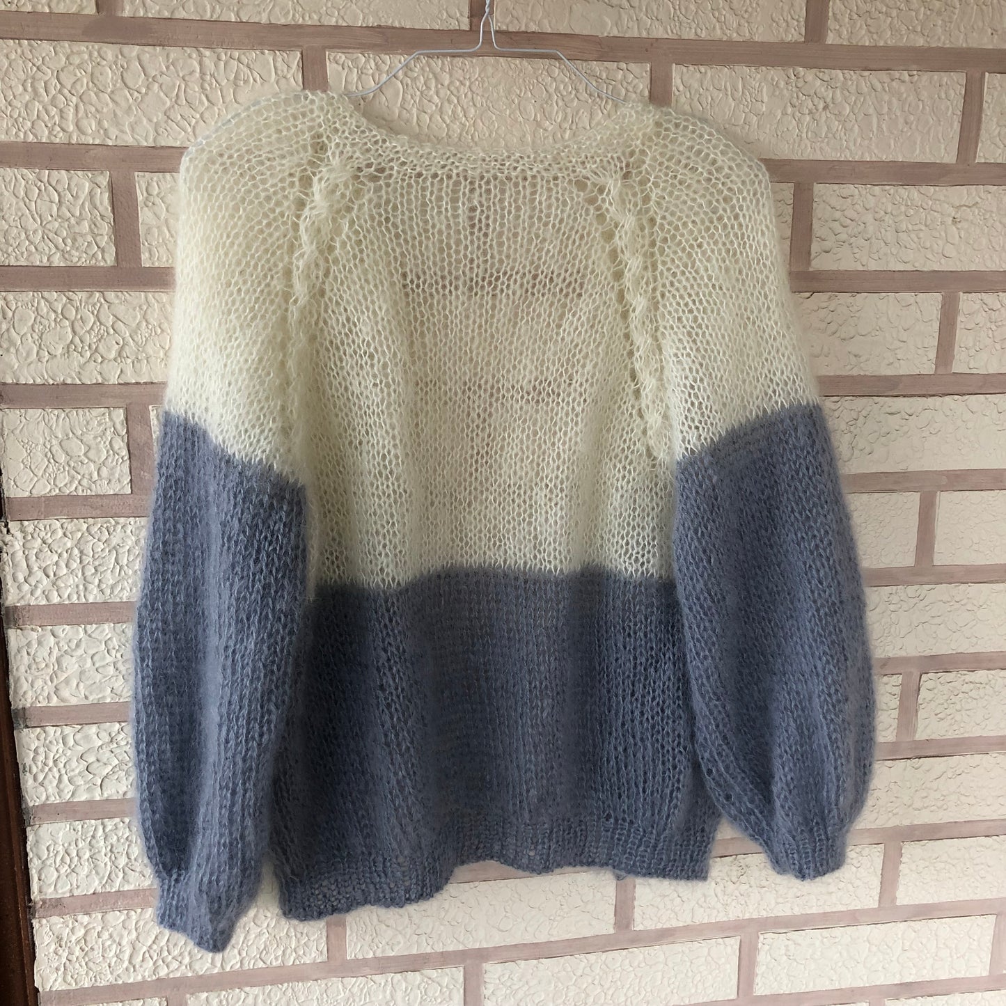 Mohair Colour Block Cardigan | Fuzzy Mohair Cardigan Open Front | Cable Knit Airy Bomber Jacket by Garust