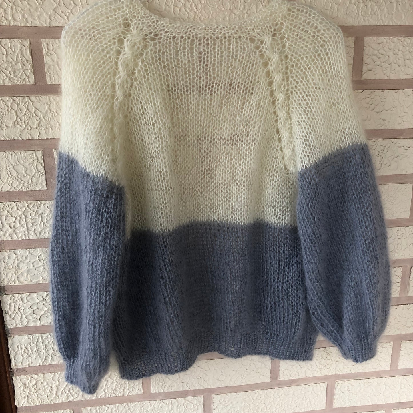 Mohair Colour Block Cardigan | Fuzzy Mohair Cardigan Open Front | Cable Knit Airy Bomber Jacket by Garust