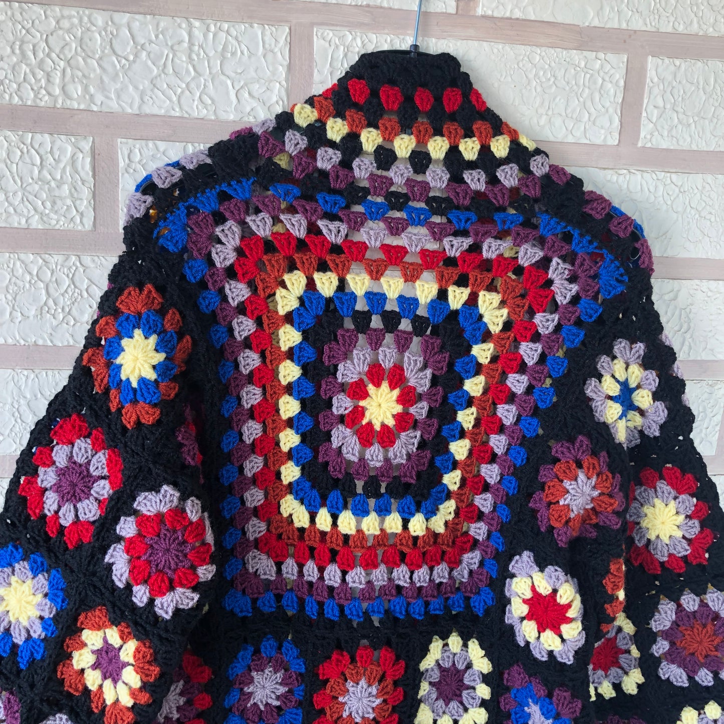 Boho Granny Square Cardigan | Long Multicolor Wool Knit for Women by Garust