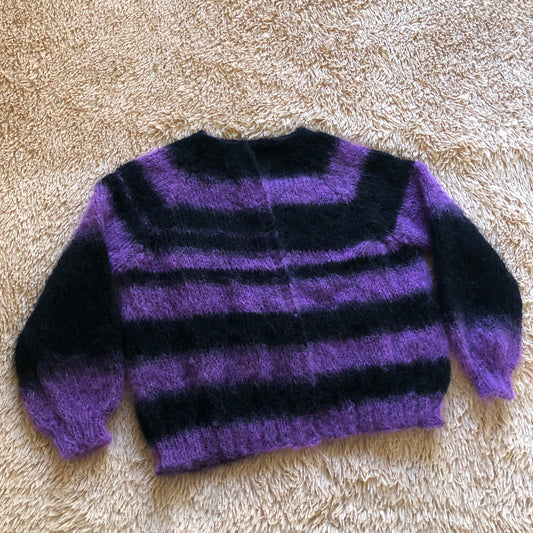 Fuzzy Mohair Crop Cardigan | Purple & Black Knit Sweater for Women by Garust