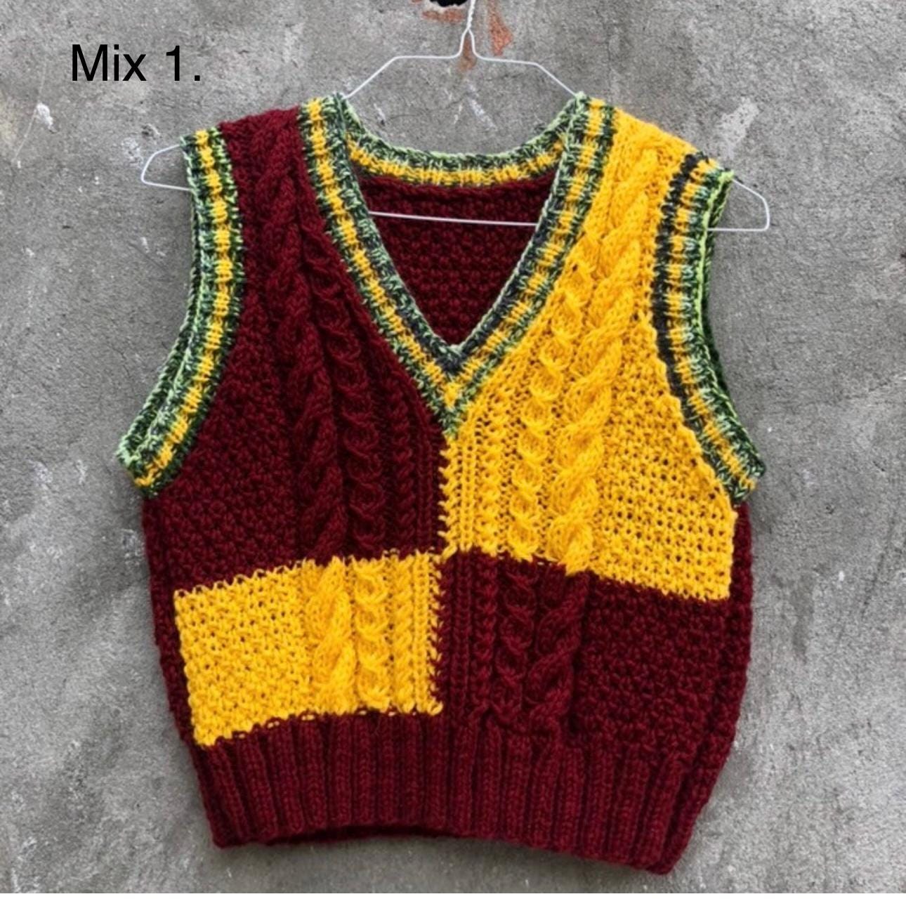 Wool Chunky Hand Knit V Neck Sweater Vest for Women by Garust