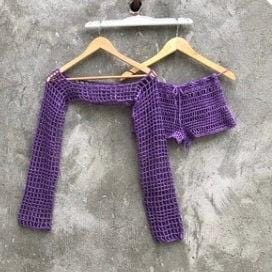 Festival Long Sleeve Crop Top and Shorts Crochet festival Outfit for Women’s by Garust