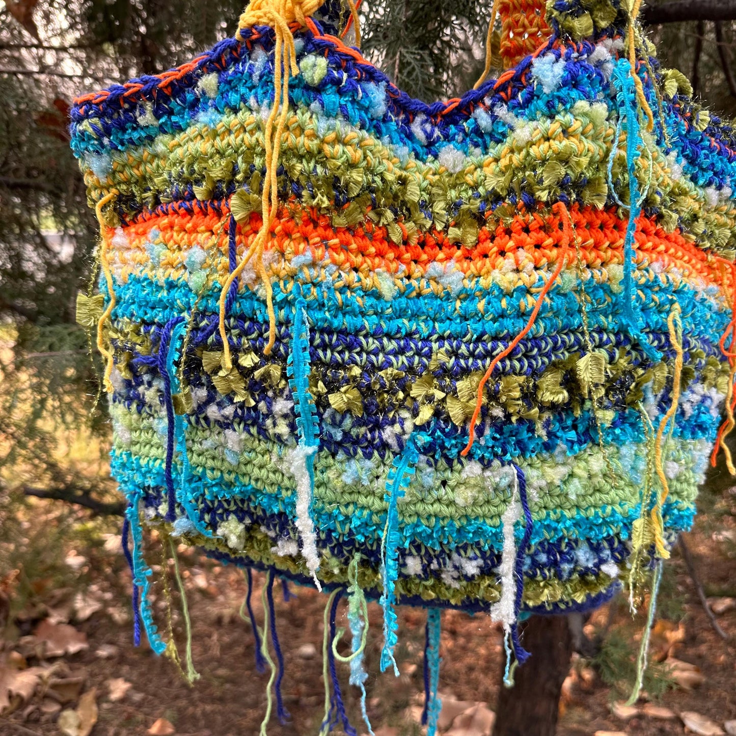 Boho Festival Colorful Crochet Shoulder Bag by Garust