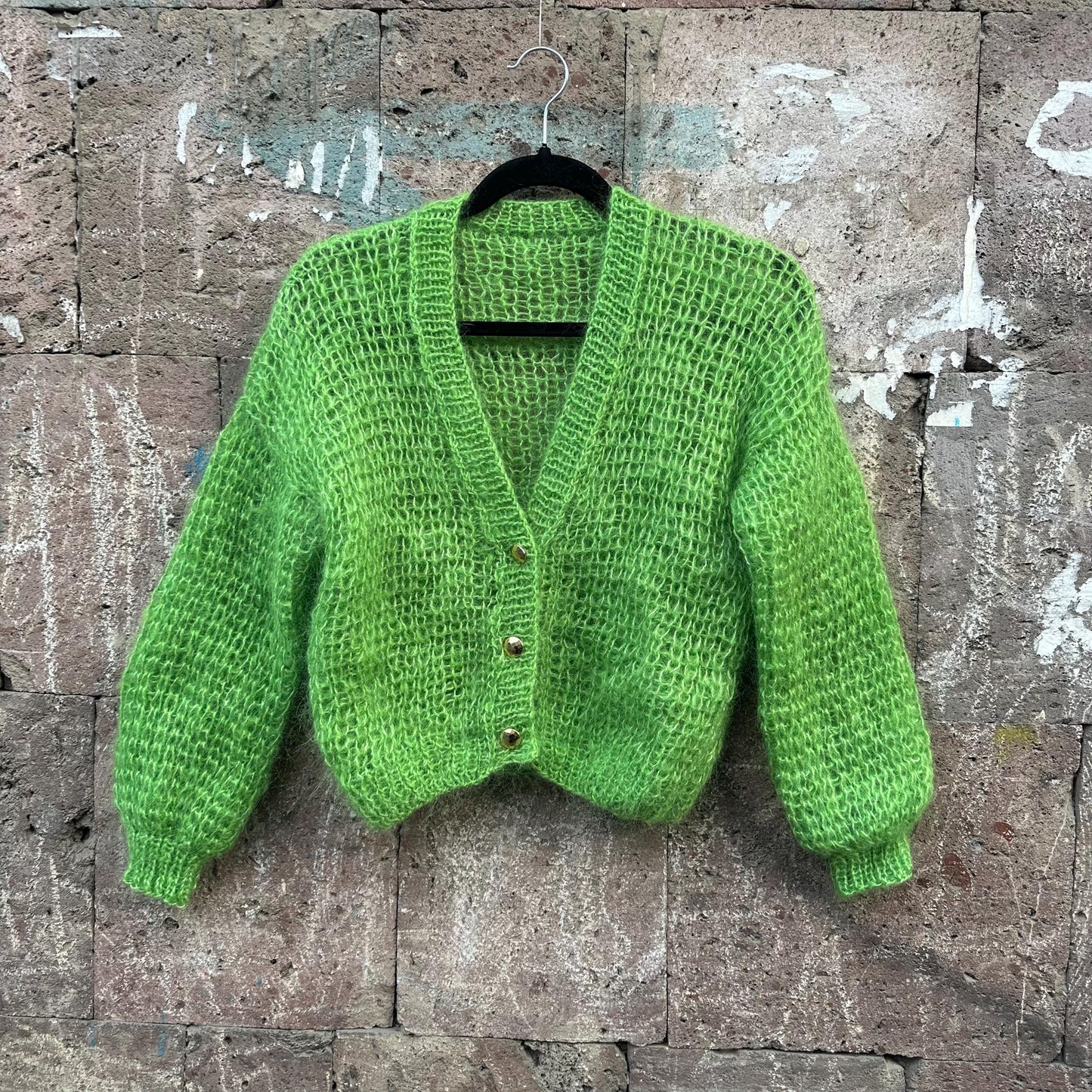Fuzzy Mohair V neck Cardigan with Buttons for Women’s by Garust