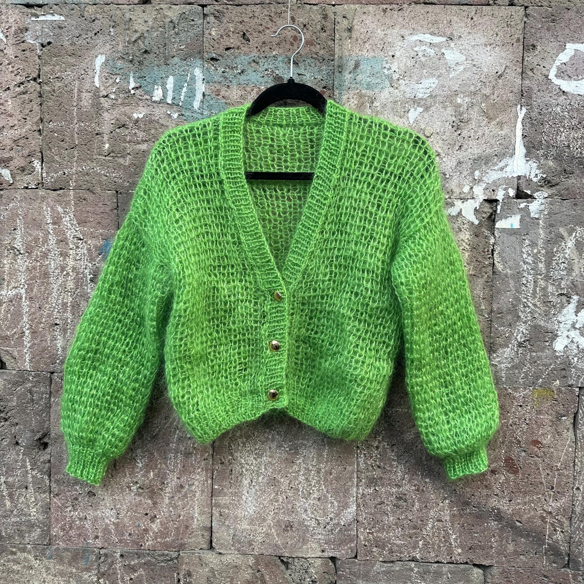 Fuzzy Mohair V neck Cardigan with Buttons for Women’s by Garust