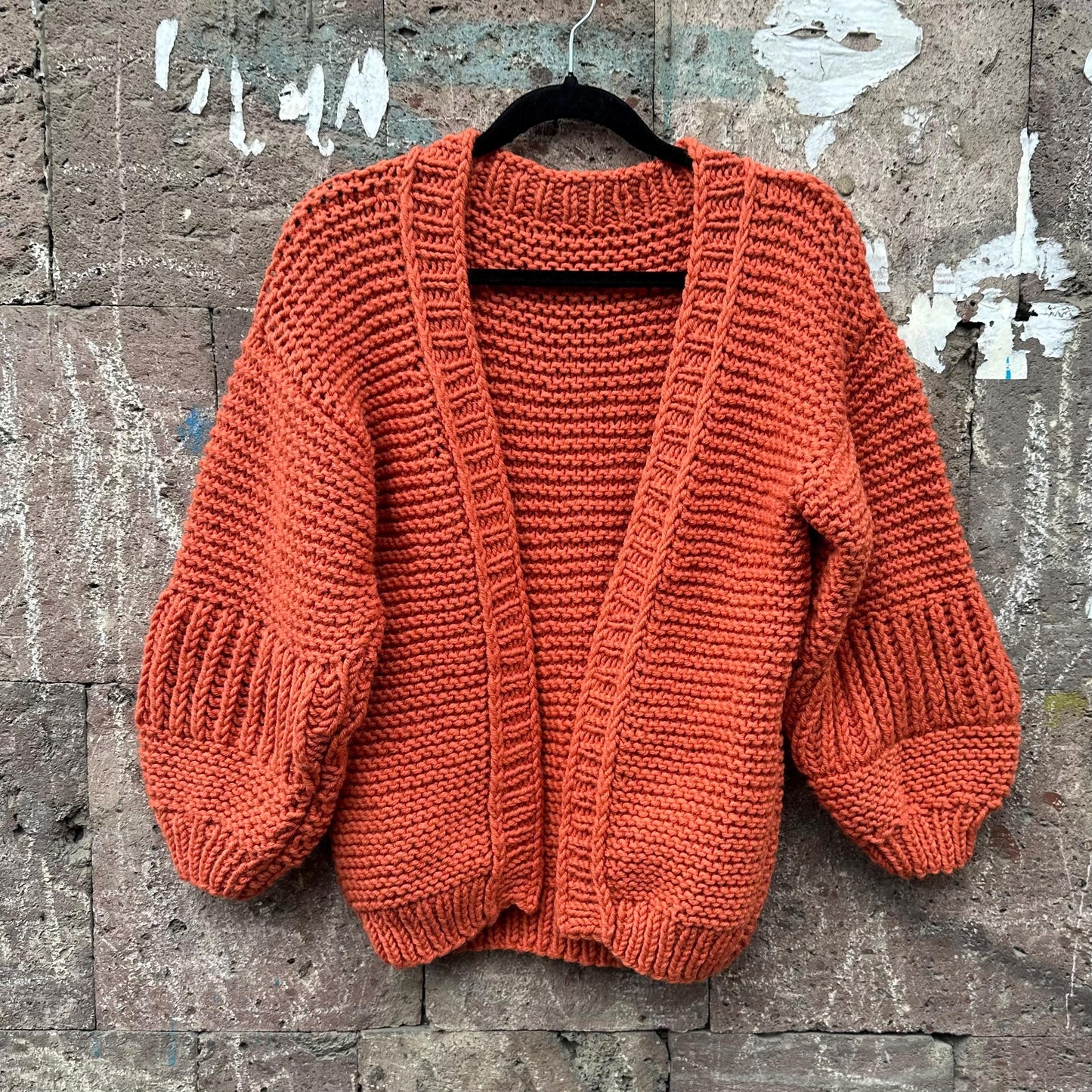 Chunky knit ripped cardigan Thick open front puff sleeves cardigan woman Wide sleeve cropped sweater cardigan Wool knit cardigan gift her