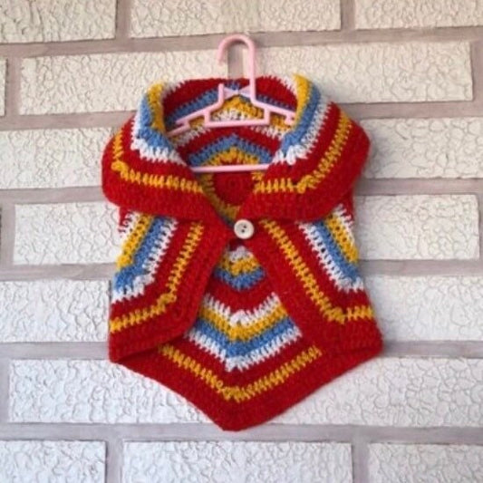 Baby crochet vest pattern Boho baby girl sleeveless cardigan Multi color striped crochet cardigan pdf Baby fall cocoon cardigan circle vest