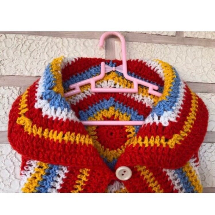 Baby crochet vest pattern Boho baby girl sleeveless cardigan Multi color striped crochet cardigan pdf Baby fall cocoon cardigan circle vest
