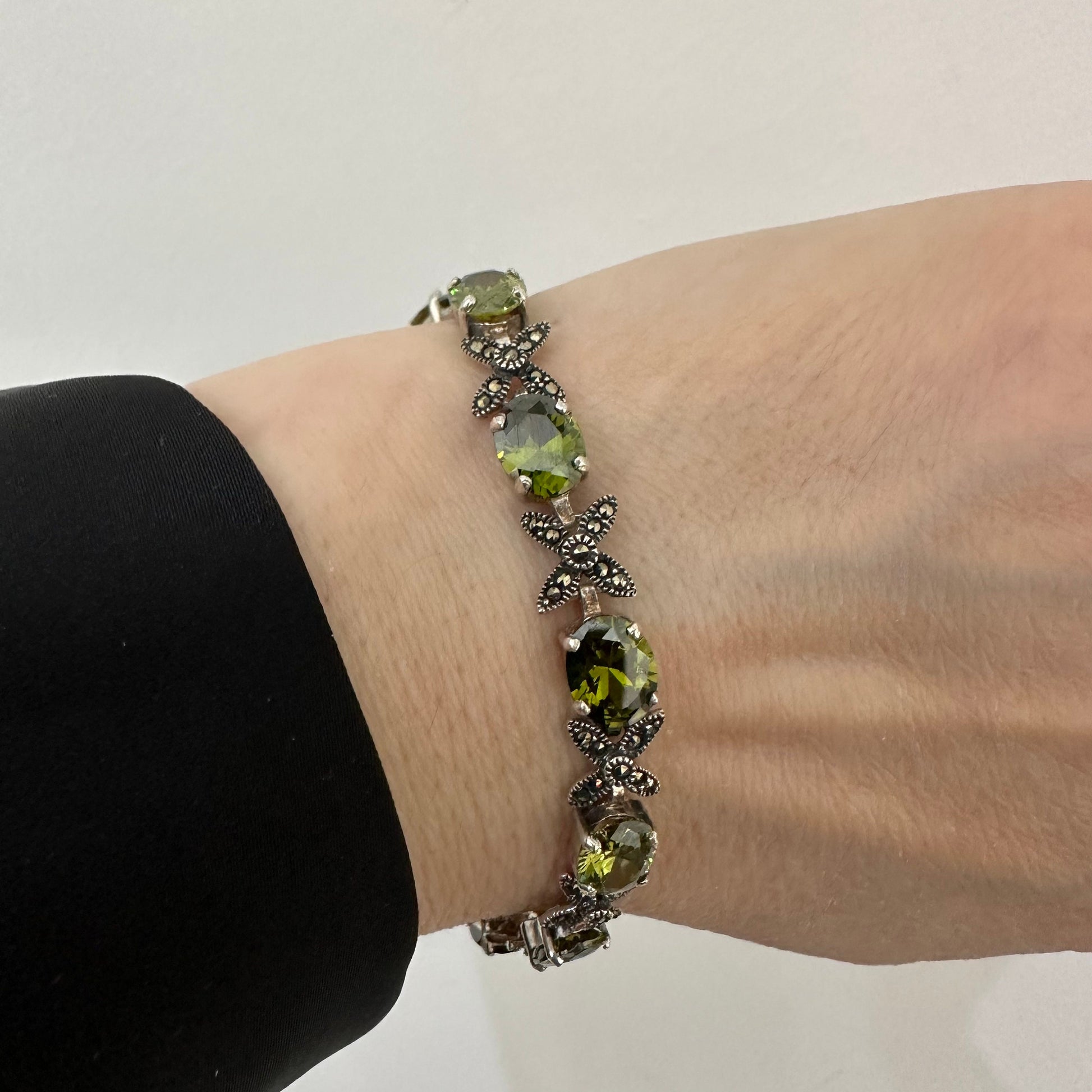 Marcasite Link Bracelet CZ Sterling Silver Jewelry for Women’s by Garust