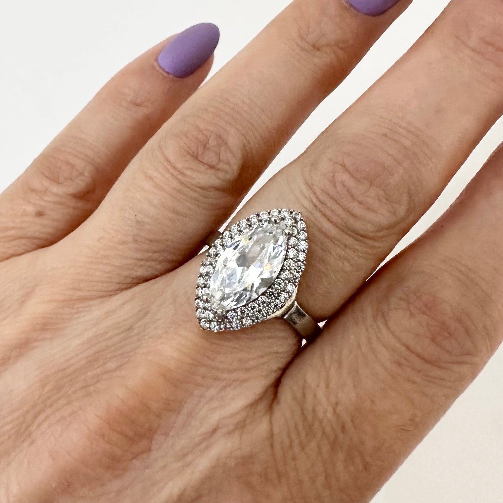 Sterling Silver Marquise Cut Cocktail Ring for Women by Garust