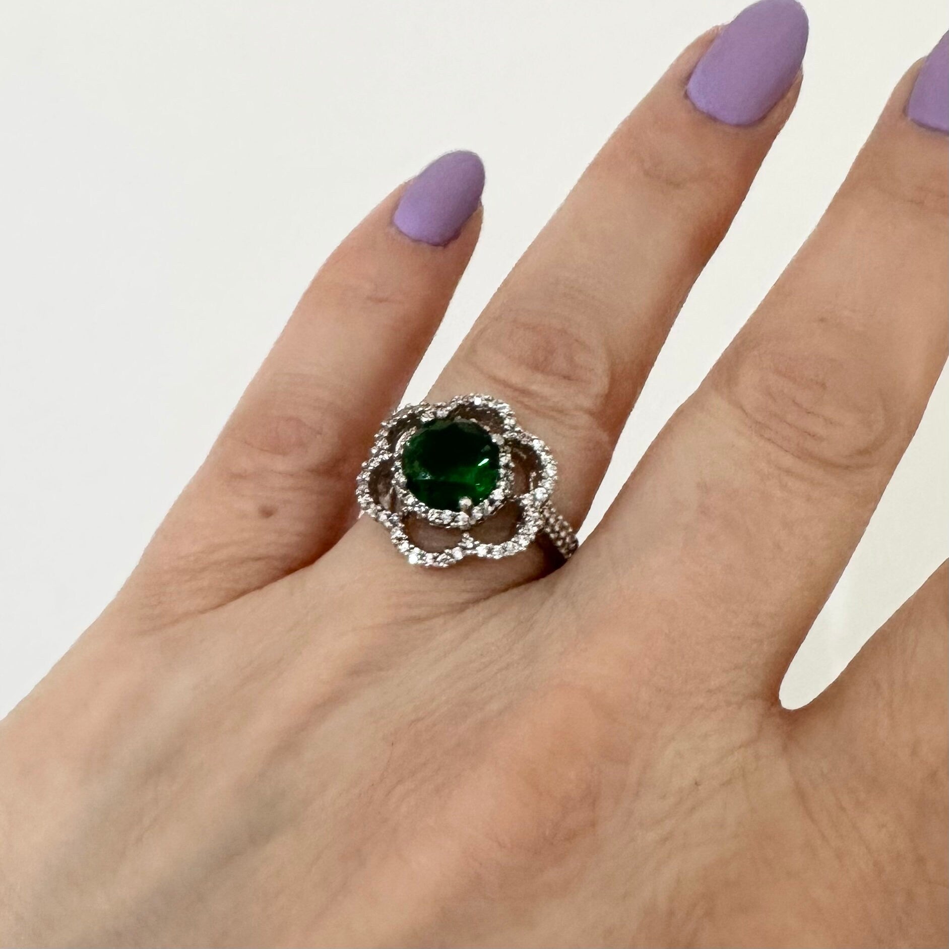 CZ Sterling Silver Flower Ring for Women by Garust